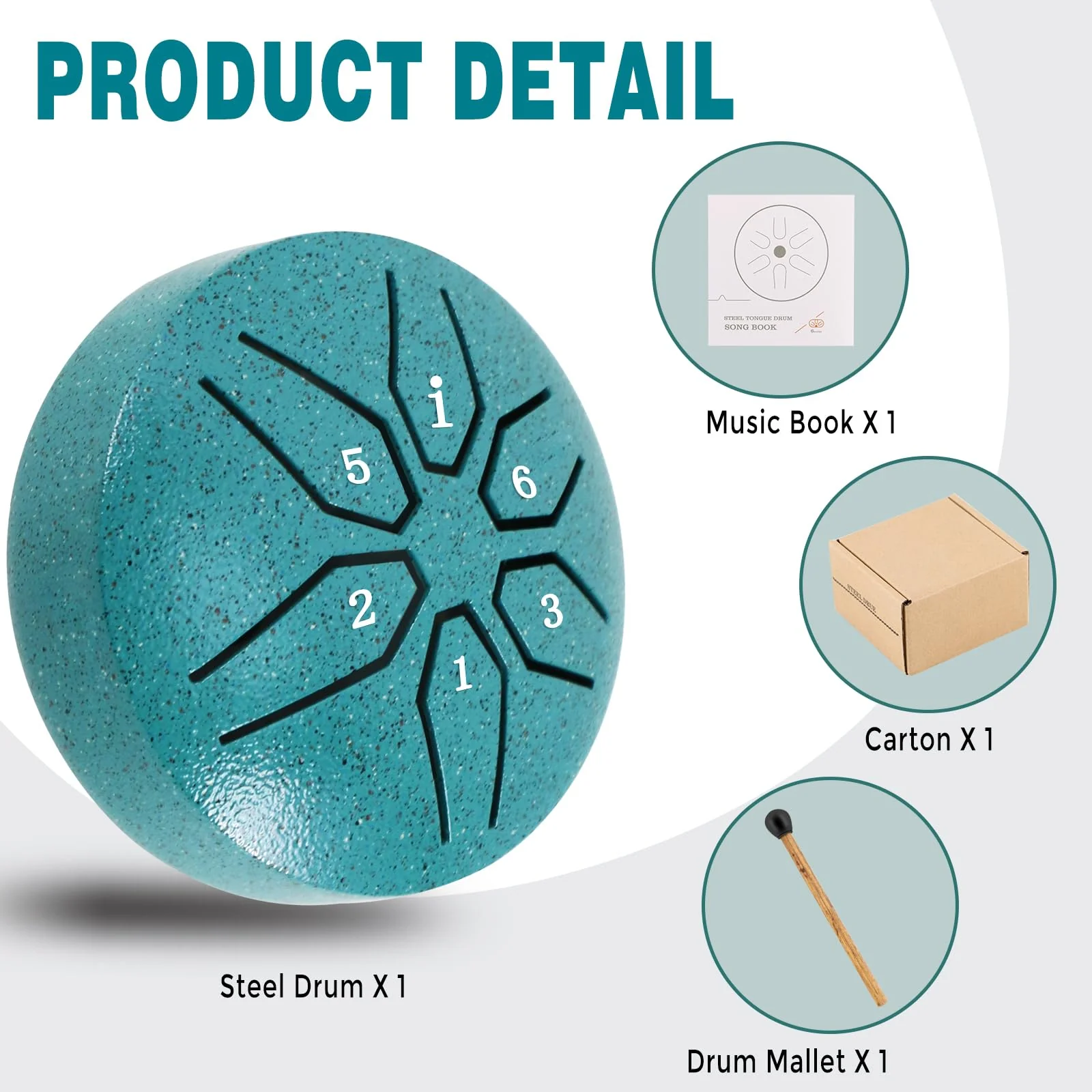 EASTROCK Mini Steel Tongue Drum for Kids 3 Inch 6 Notes Percussion Instrument Handpan Drum C Key with Mallets,Music Book (Green) Green - Image 4