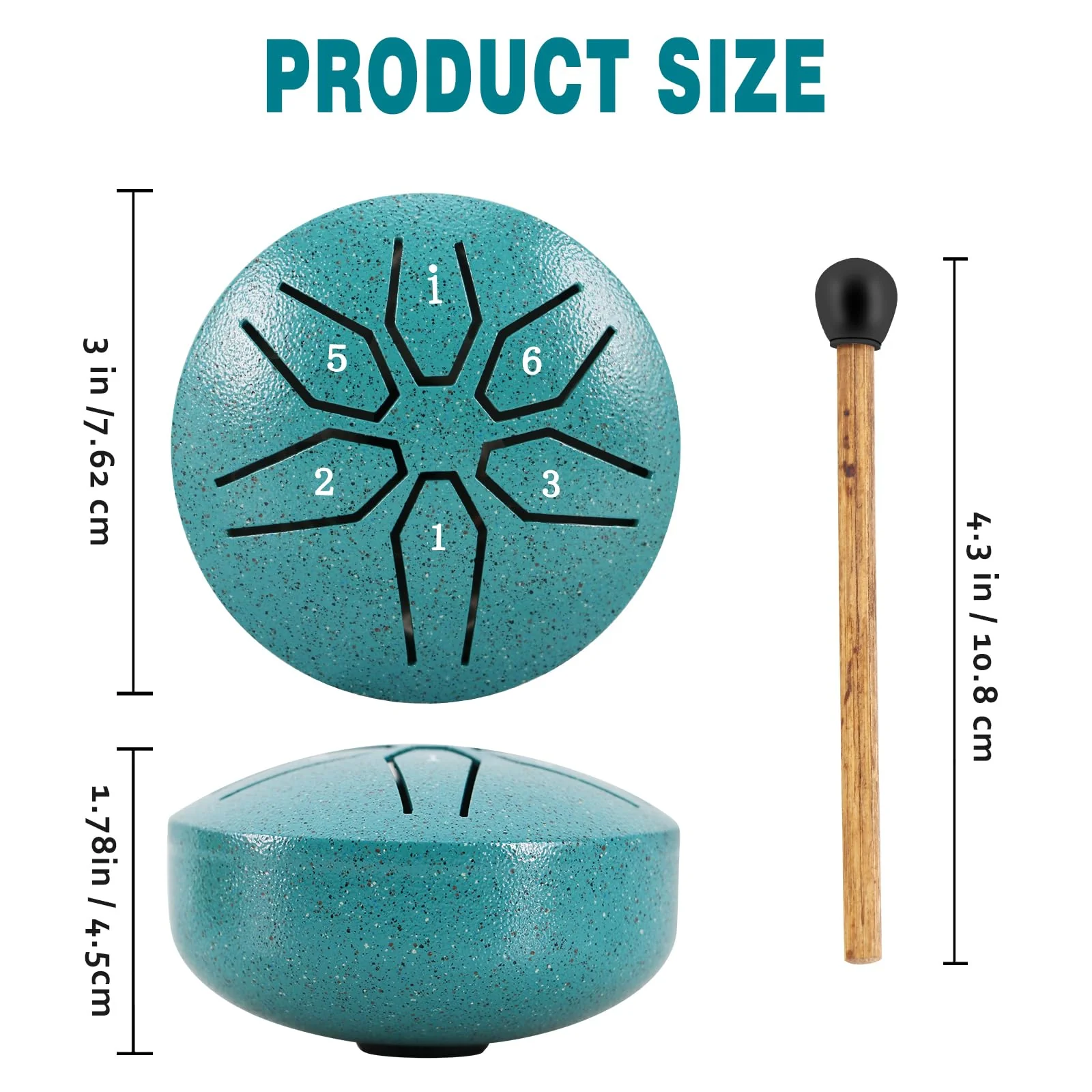 EASTROCK Mini Steel Tongue Drum for Kids 3 Inch 6 Notes Percussion Instrument Handpan Drum C Key with Mallets,Music Book (Green) Green - Image 5