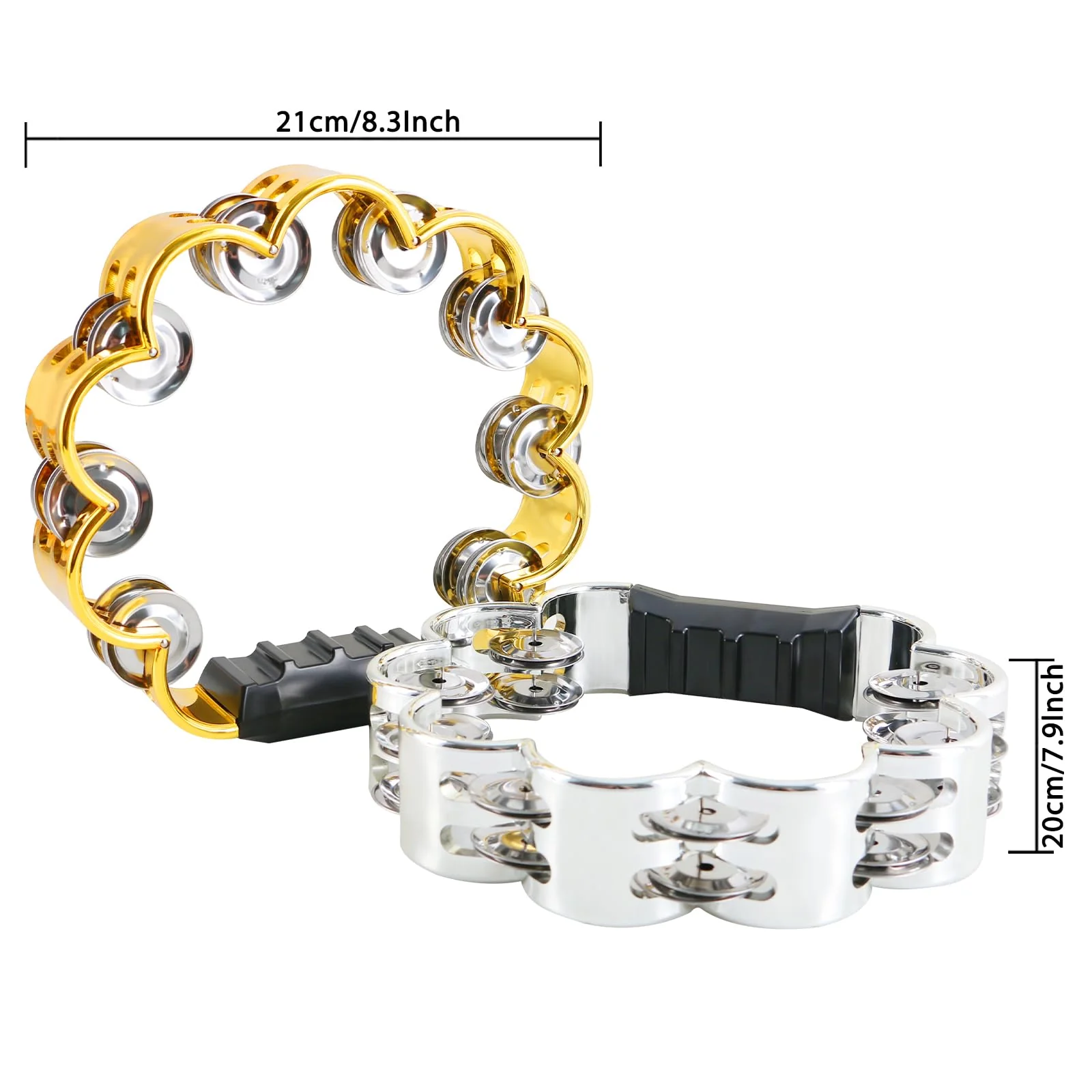 EastRock Tambourine,Metal Jingles Hand Held Percussion Flower Tambourine and Egg Shakers for Kids, Adults, KTV, Party FTam-1-GS - Image 2