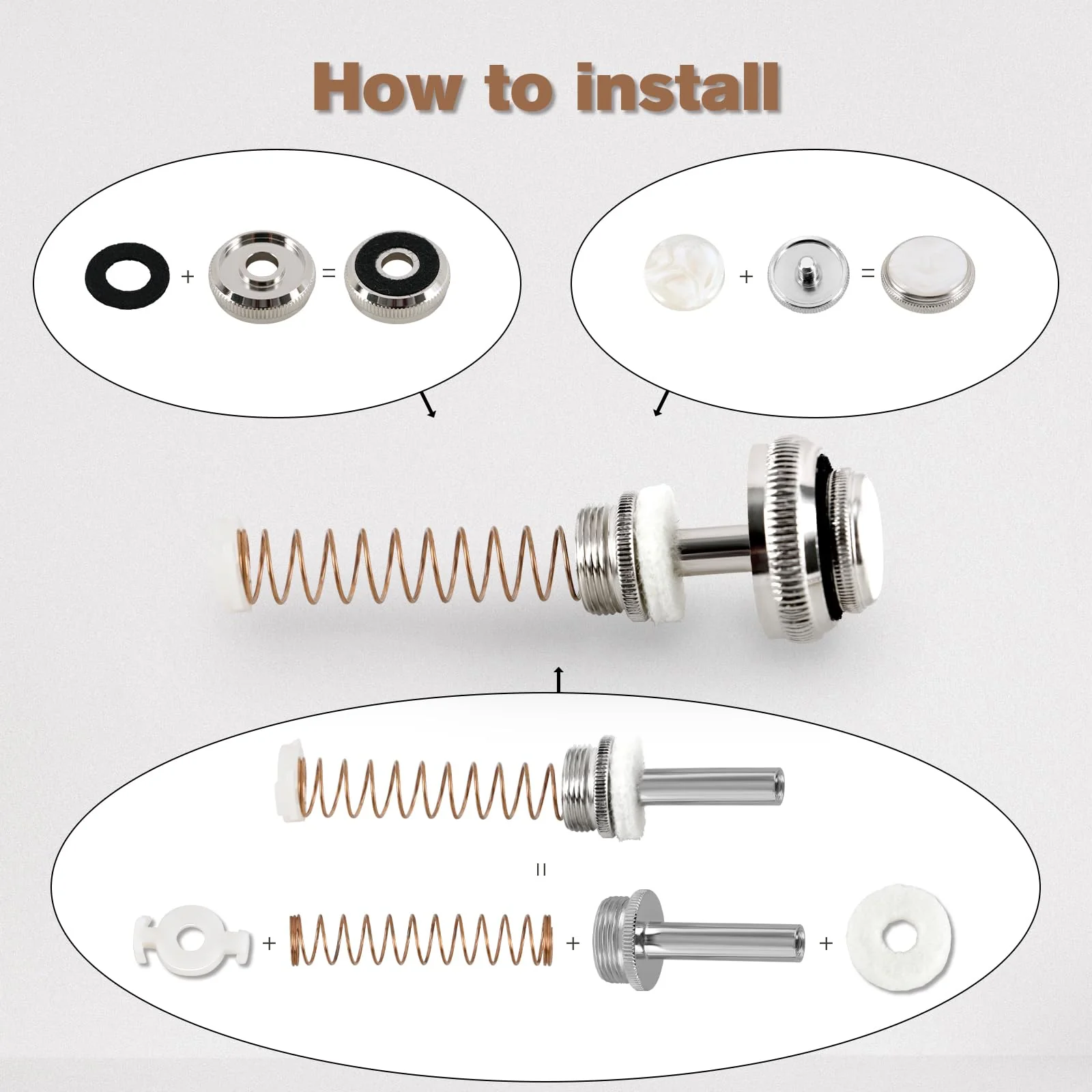EASTROCK Trumpet Repair Kit Trumpet Finger Buttons Trumpet Parts 1Set Trumpet Piston Repair Tool - Image 5