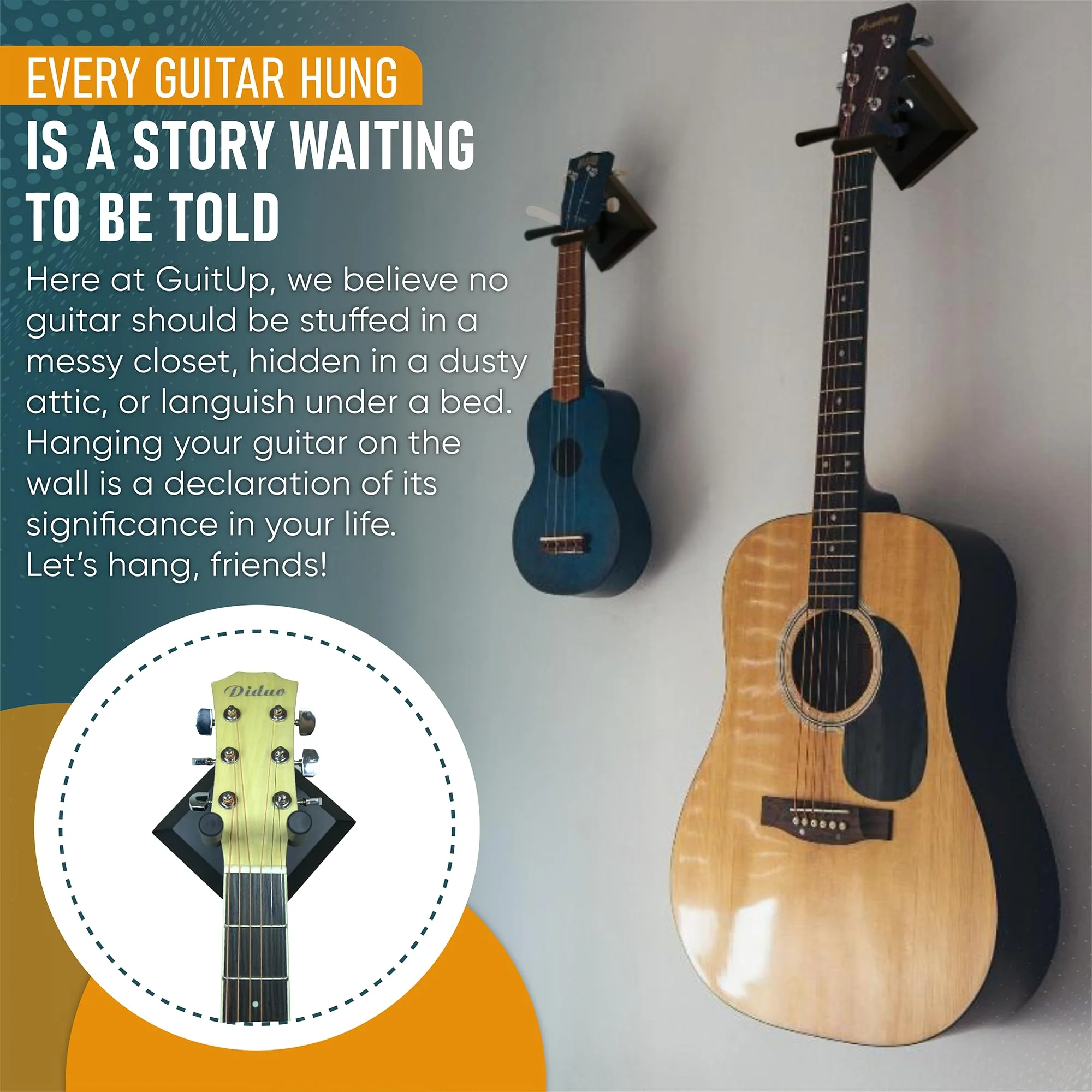 Easy Hanger Guitar Wall Mounted Instrument Hanger, No Tools and No Anchor Bolts Needed, Strong, Sturdy, Drywall-Friendly, Apartment-Friendly, Installs in Seconds (Made in The USA) - Image 6