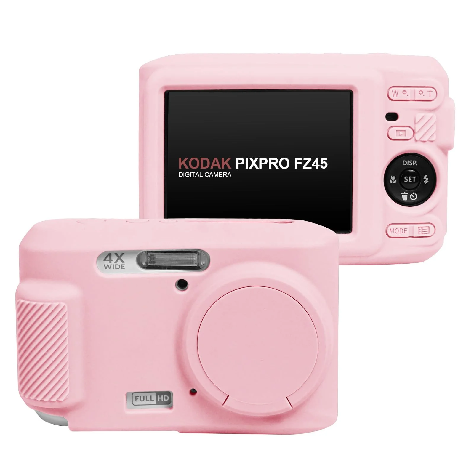Easy Hood Case for Kodak PIXPRO FZ45, Soft Silicone Camera Case with Removable Lens Cover, Lightweight Protective Cover Sleeve, Custom Fit FZ45 Camera (Pink) Pink