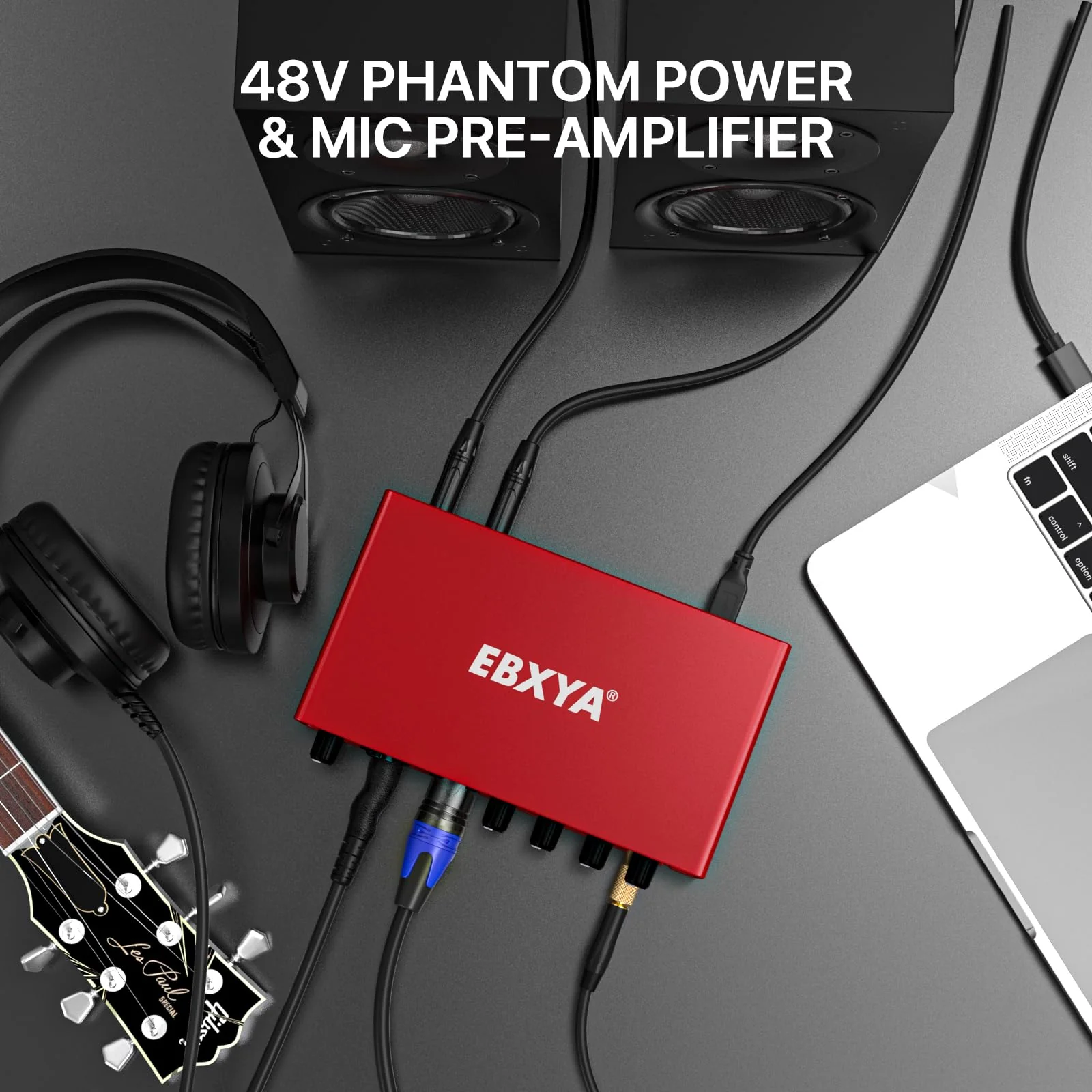 EBXYA 2i2 USB Audio Interface for PC Recording, 24-bit/192kHz Plug and Play USB Interface +48V Phantom Power for Music, Studio, Guitar, Podcast, Streaming(Metallic Red) Audio Interface-Red - Image 7