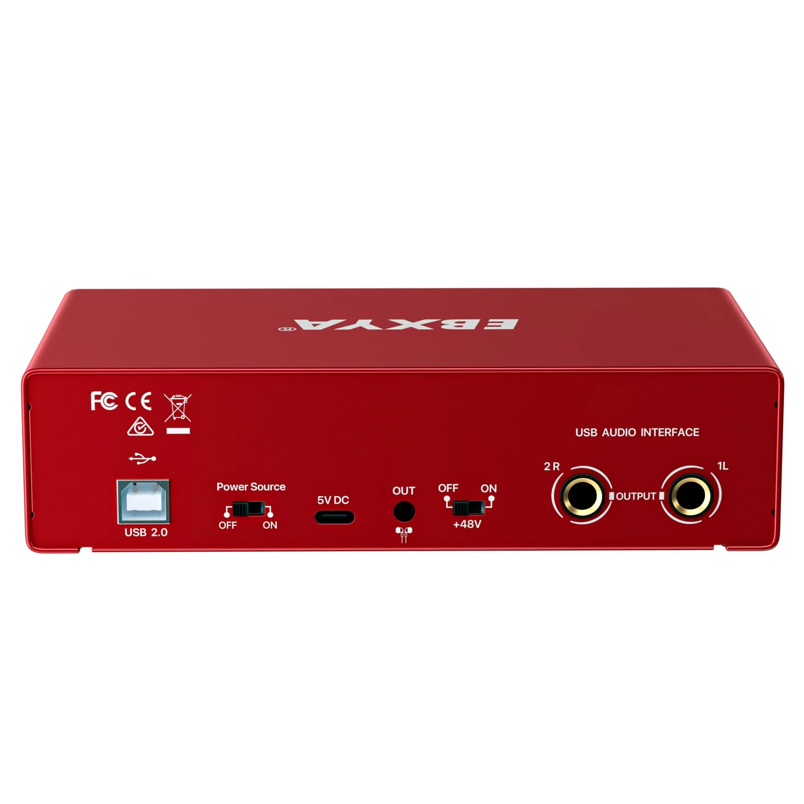 EBXYA 2i2 USB Audio Interface for PC Recording, 24-bit/192kHz Plug and Play USB Interface +48V Phantom Power for Music, Studio, Guitar, Podcast, Streaming(Metallic Red) Audio Interface-Red - Image 9