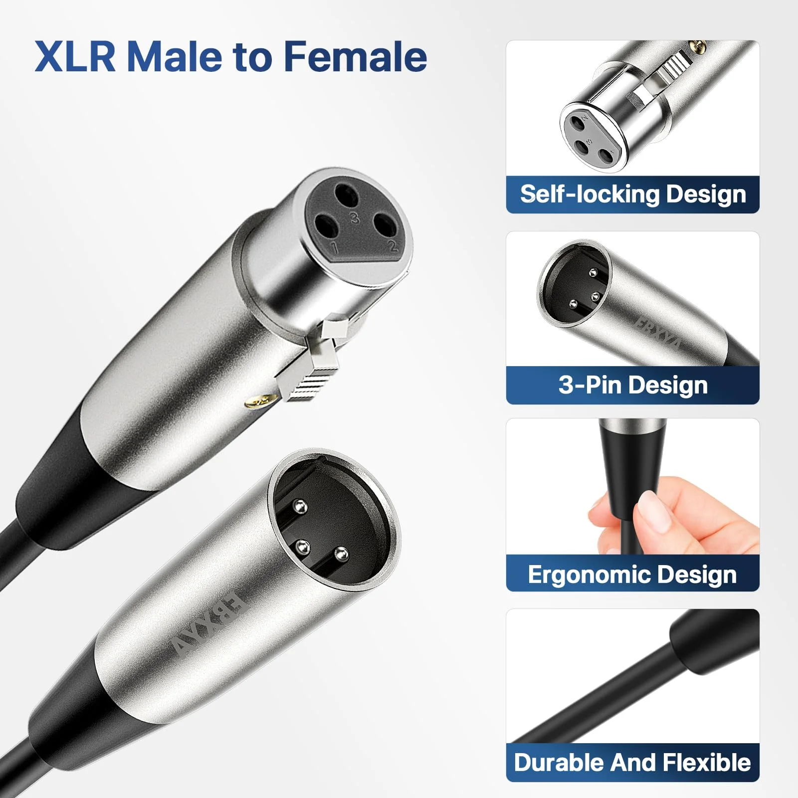 EBXYA XLR Cable 20ft 4 Pack - Mic Cables Balanced XLR Male to Female Suitable for Microphones, Radio Station, Stage Lighting, Black 20 Feet - Image 2