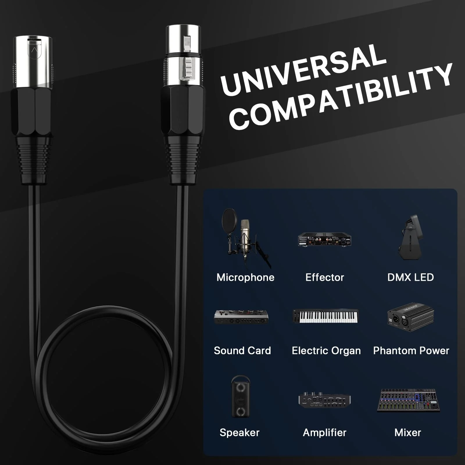 EBXYA XLR Cable 2ft 6 Packs - Balanced Microphone Cable with 3-Pin XLR Male to Female Mic Speaker Cable, Black 2 Feet 6 Pack - Image 5
