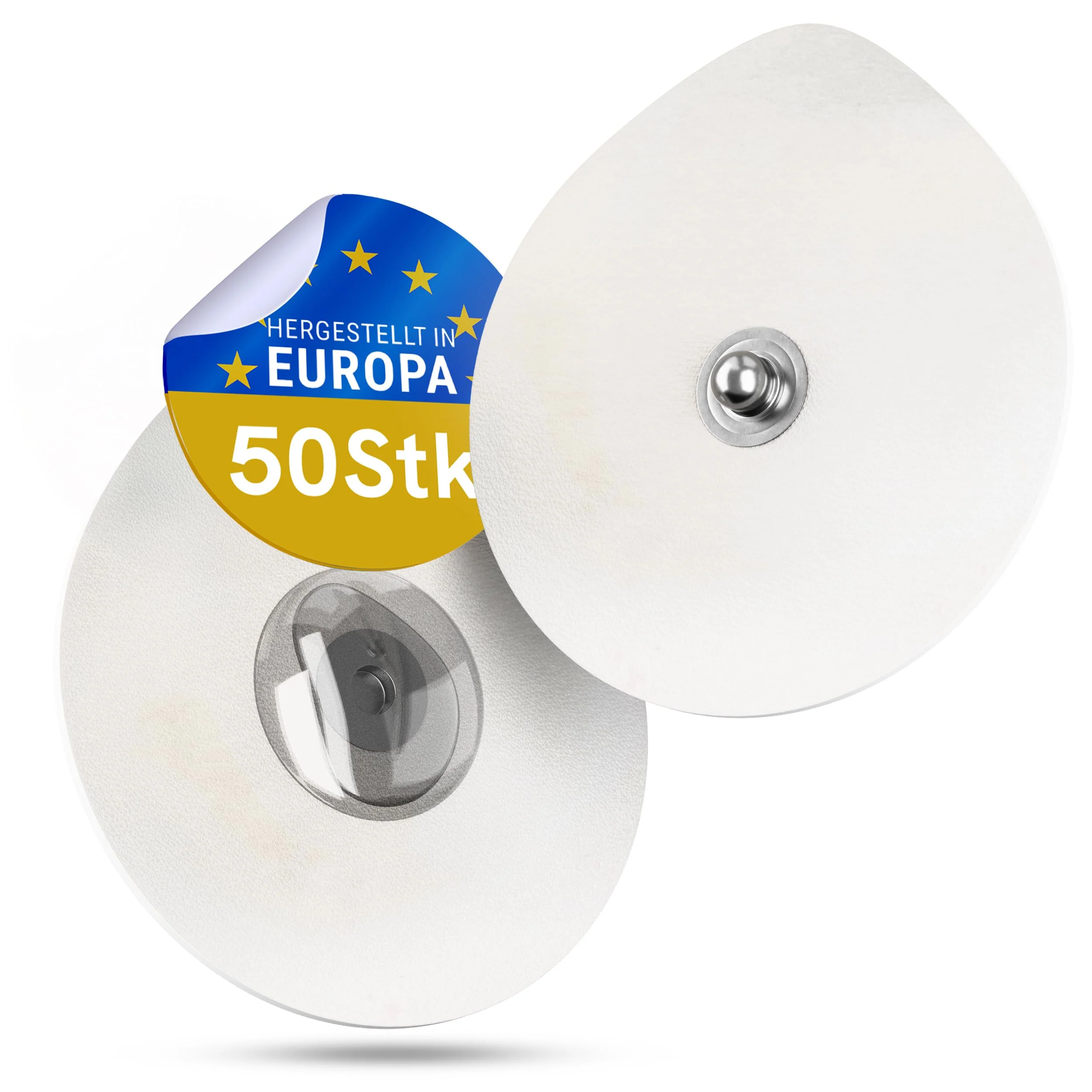 ECG Electrode Pads - High Quality Solid Gel Adhesive Electrodes - Diameter Approx. 43 mm, Pack of 50 Premium Signal Transmission, Optimal Adhesion & Skin Contact, Latex & PVC Free - Tested Quality
