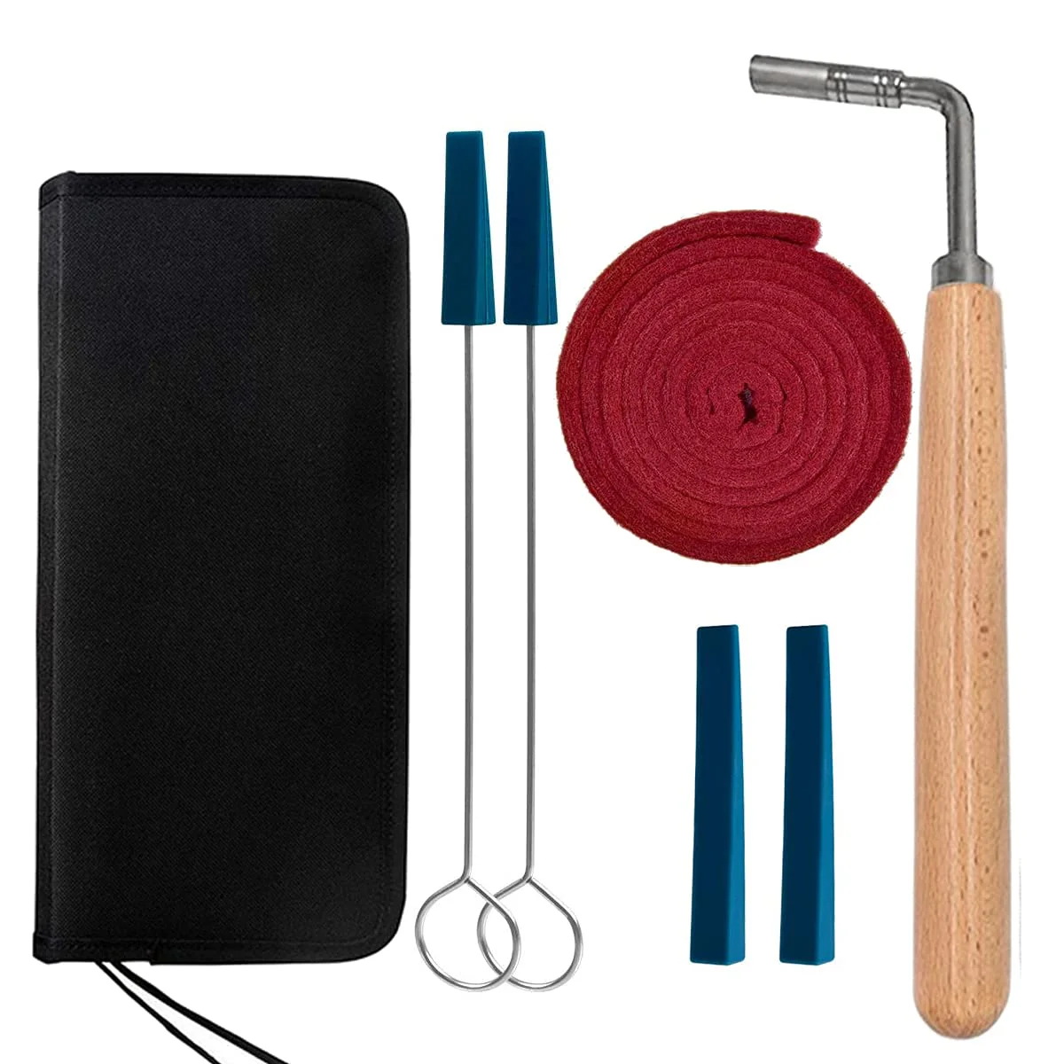 Ecloud Shop Piano Tuning Kit Piano Tunning Wrench Hammer Tools Accessories Set Rubber Mute Felt Temperament Strip for Beginners and Professionals 6-piece adjustment set