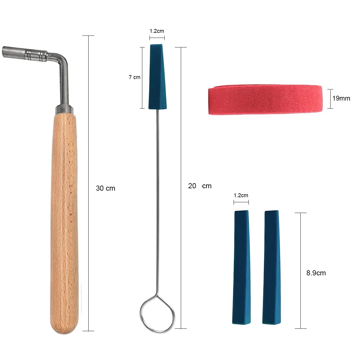 Ecloud Shop Piano Tuning Kit Piano Tunning Wrench Hammer Tools Accessories Set Rubber Mute Felt Temperament Strip for Beginners and Professionals 6-piece adjustment set - Image 2