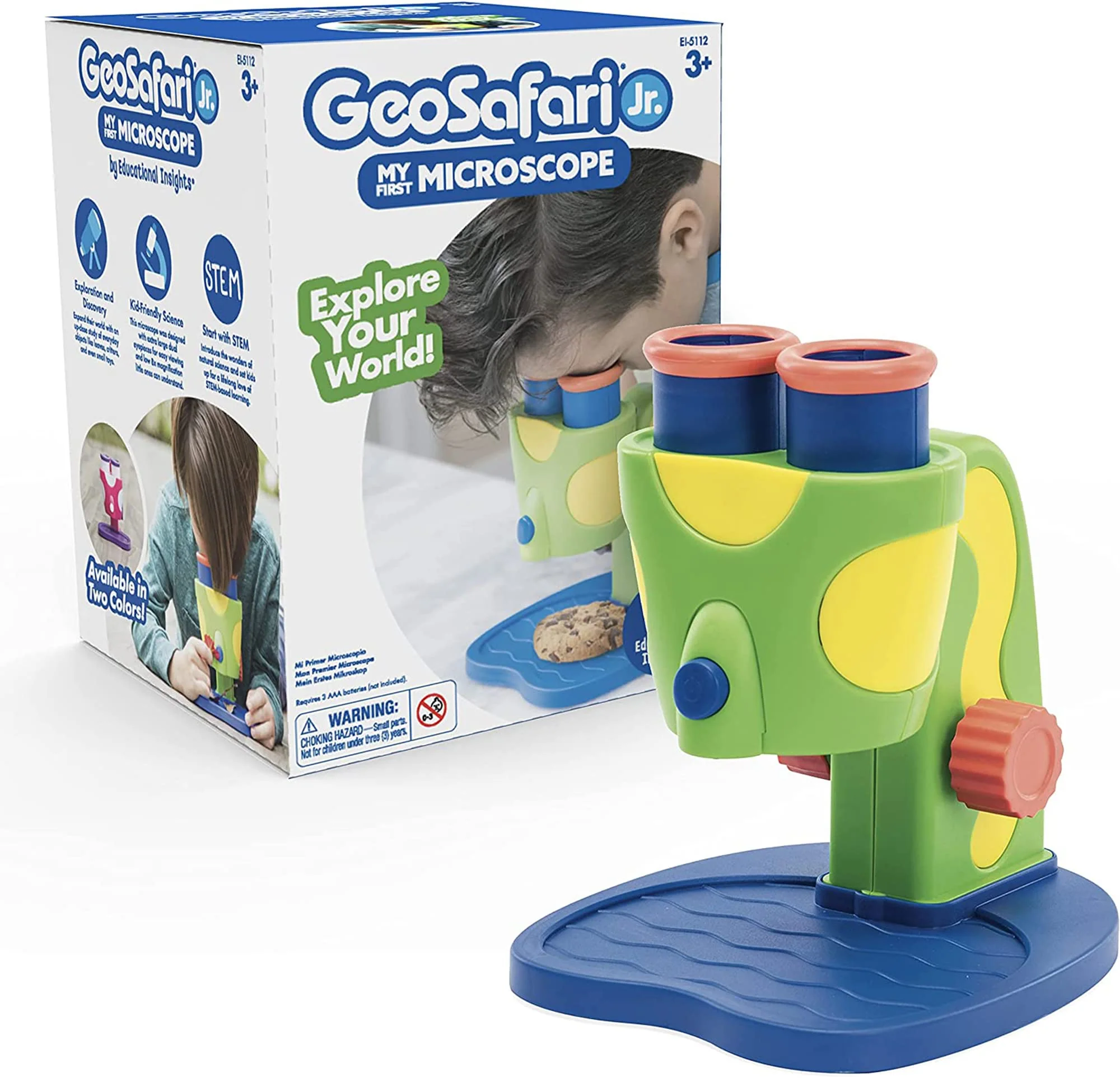 Educational Insights GeoSafari My First Microscope - STEM Toys for Kids, Toddler Learning Toys, Kids Microscope with Prepared Slides, Science Set for Boys and Girls Ages 3+ Blue
