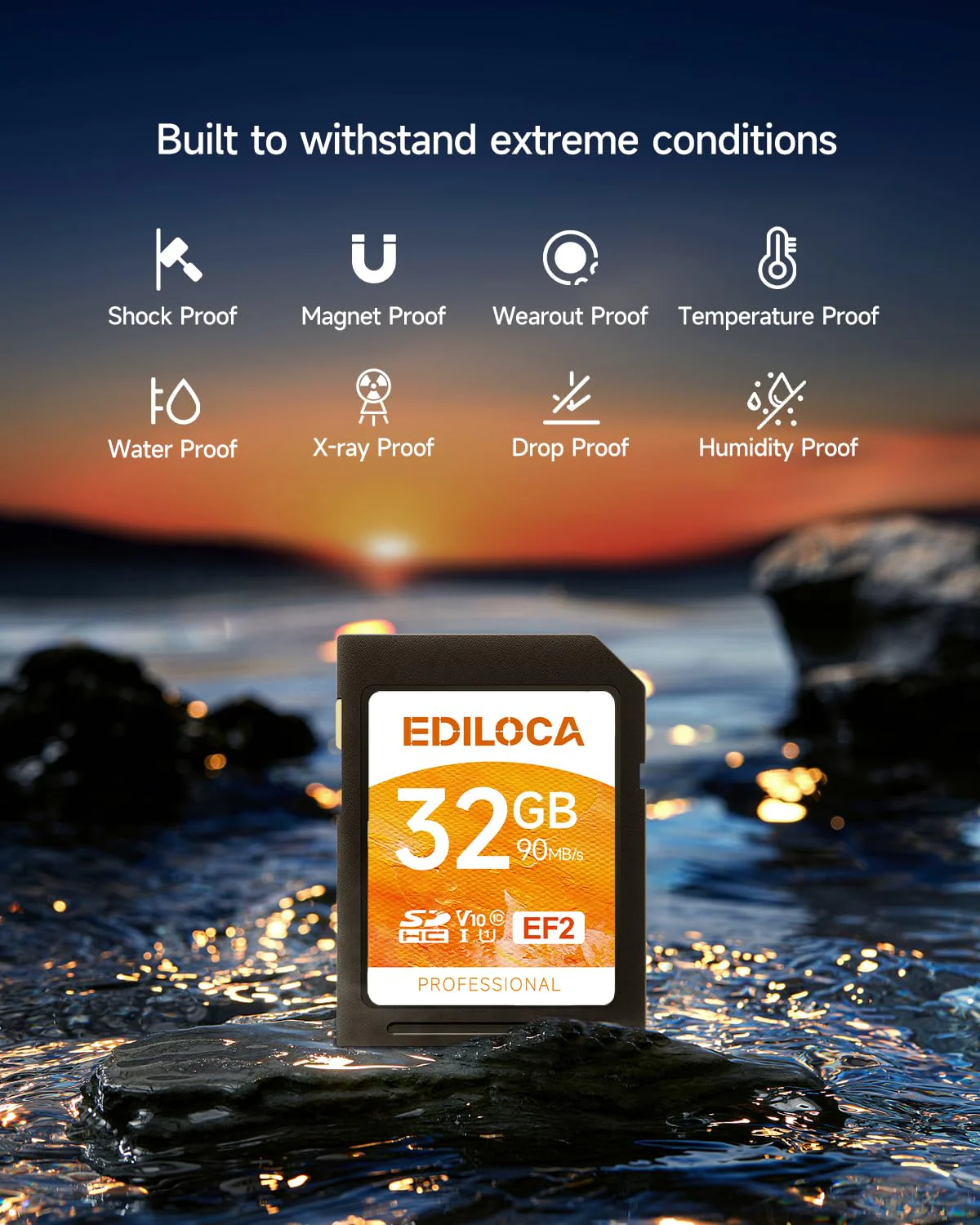 EF2 UHS-I SD Card UHS-I Memory Card Fast Storage, Read Speed 90MB/s, Write Speed 20MB/s, C10, U1, V10, Full-HD & 4K Video, SD Card, Must-Have for Professional Photographers 32GB EF2 -100MB/s - Image 3