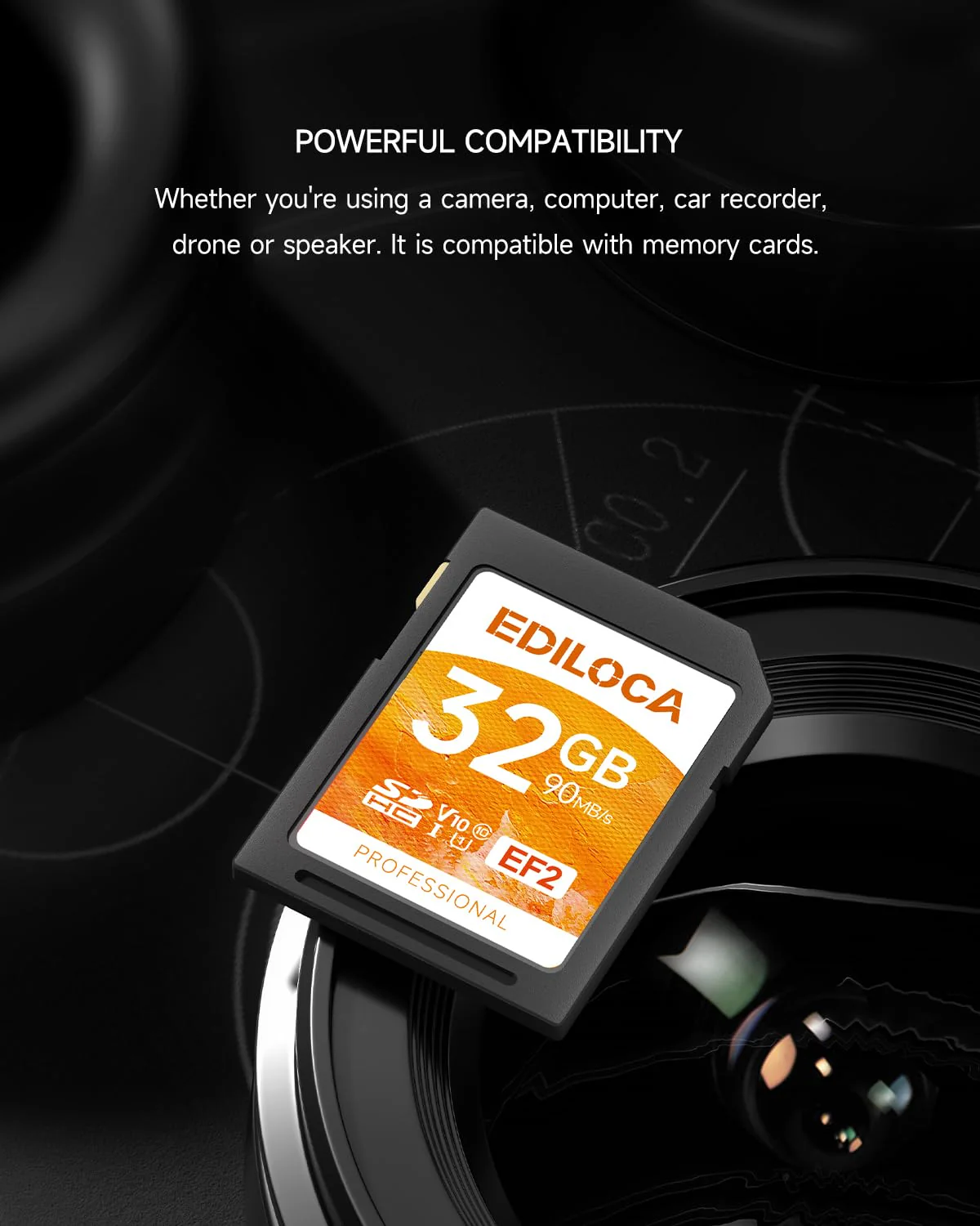 EF2 UHS-I SD Card UHS-I Memory Card Fast Storage, Read Speed 90MB/s, Write Speed 20MB/s, C10, U1, V10, Full-HD & 4K Video, SD Card, Must-Have for Professional Photographers 32GB EF2 -100MB/s - Image 4