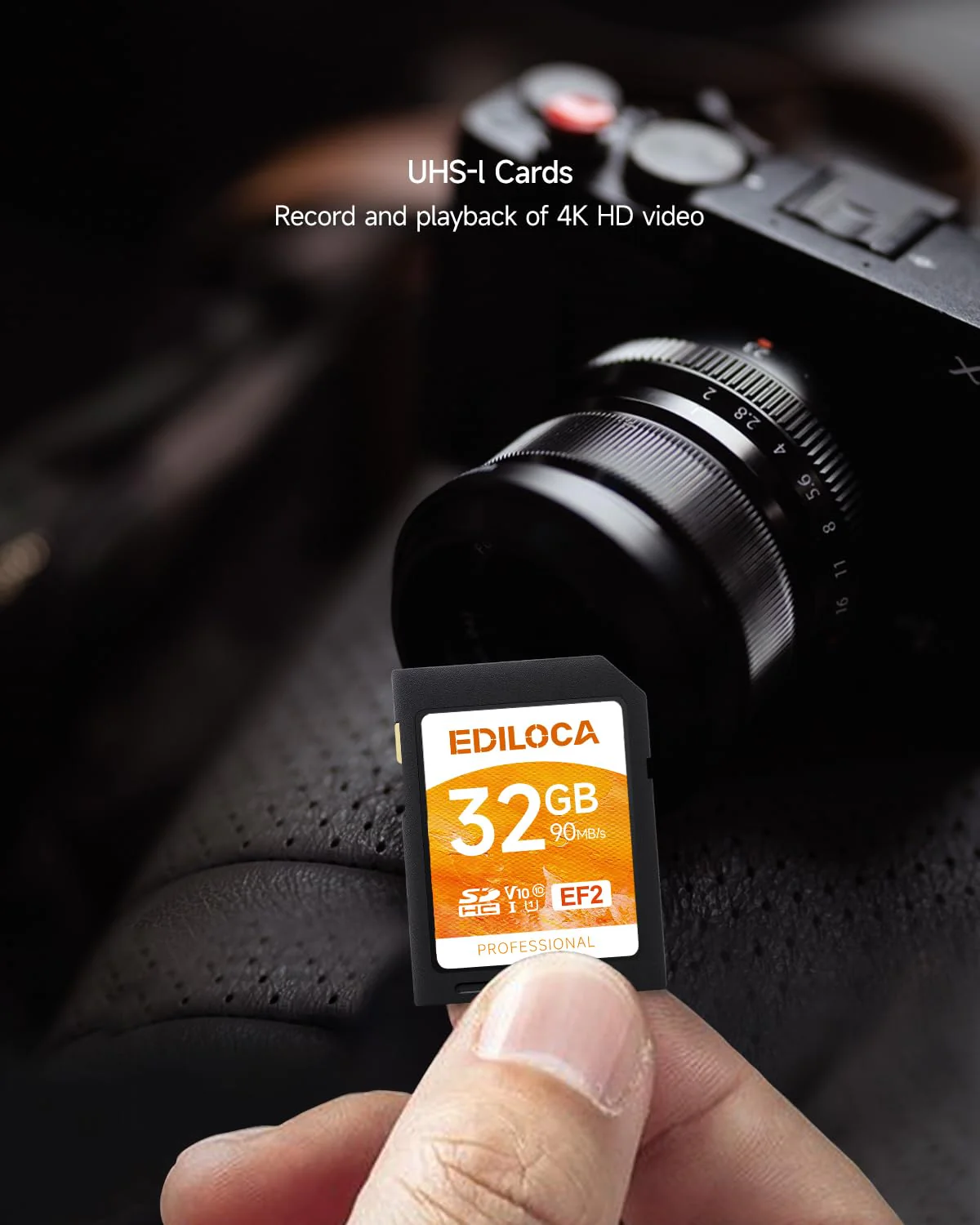 EF2 UHS-I SD Card UHS-I Memory Card Fast Storage, Read Speed 90MB/s, Write Speed 20MB/s, C10, U1, V10, Full-HD & 4K Video, SD Card, Must-Have for Professional Photographers 32GB EF2 -100MB/s - Image 5