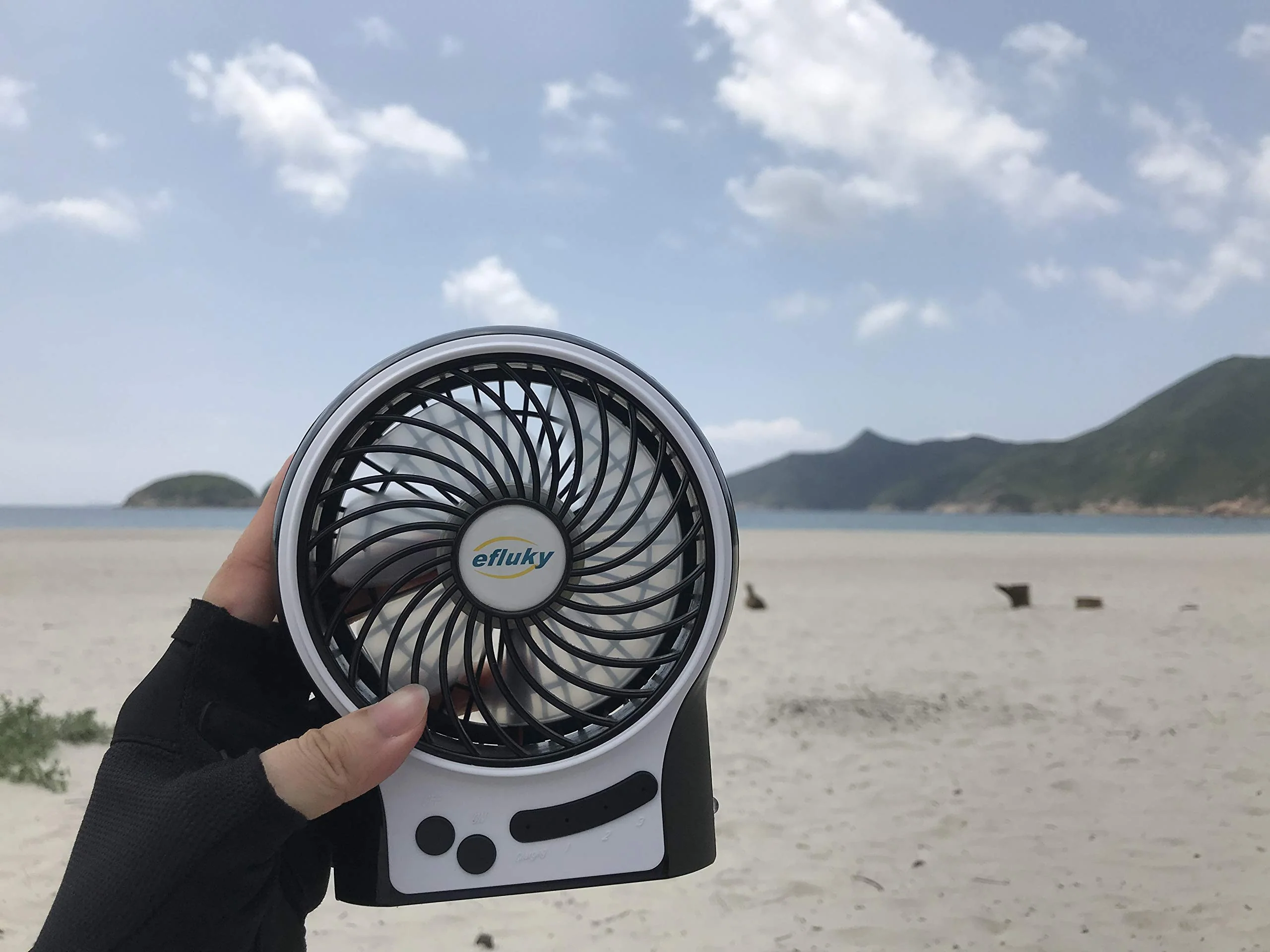 efluky 3 Speeds Mini Desk Fan, Rechargeable Battery Operated Fan with LED Light and 2200mAh Battery, Portable USB Fan Quiet for Home, Office, Travel, Camping, Outdoor, Indoor Fan, 4.9-Inch, Black - Image 6