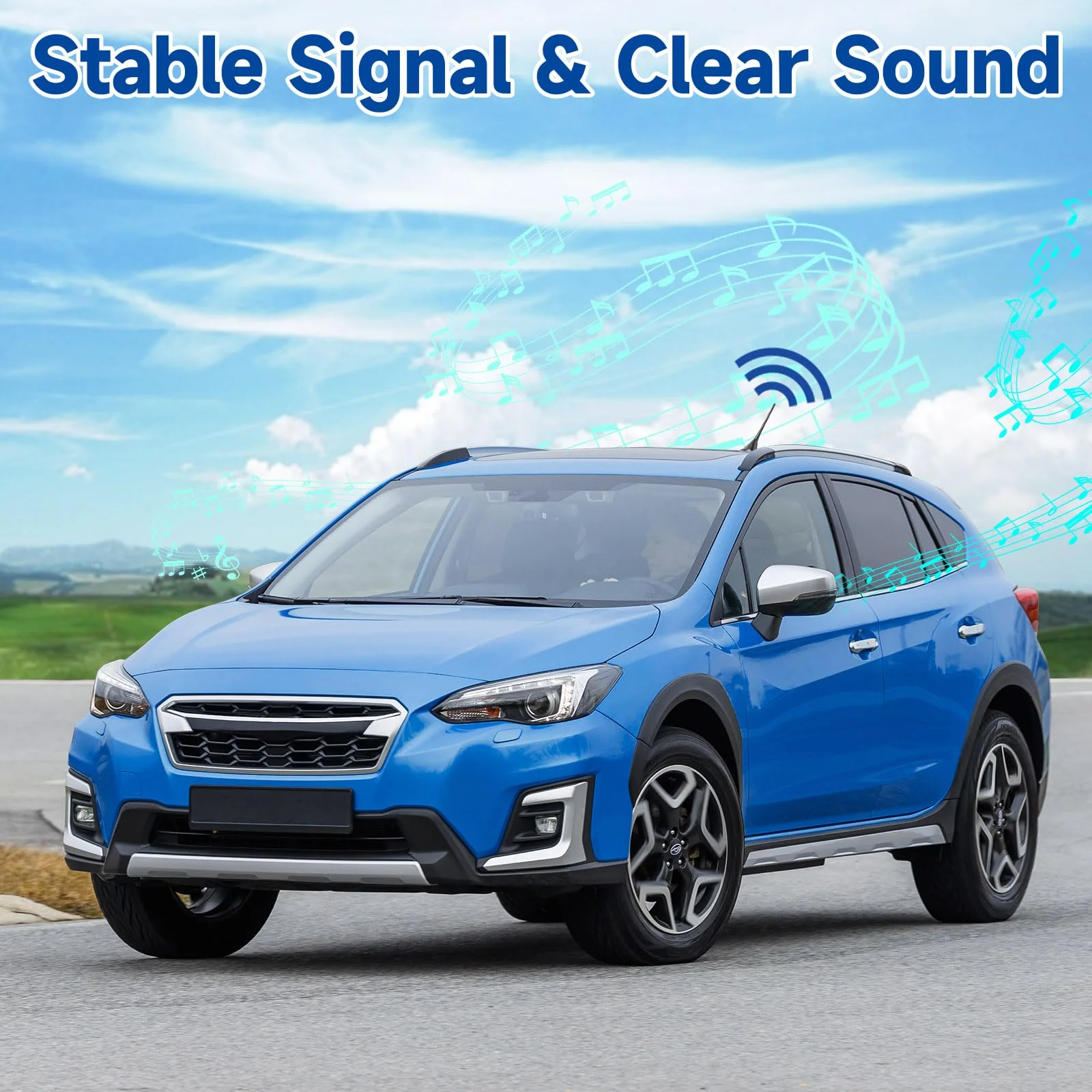 Eightwood Car Stereo FM AM Radio Antenna, Universal Roof Mount Amplified Antenna with 12V Power Wire DIN Plug Connector for Vehicle Car Truck SUV Radio Stereo Receiver Media Head Unit amplified antenna with 16ft cable - Image 2