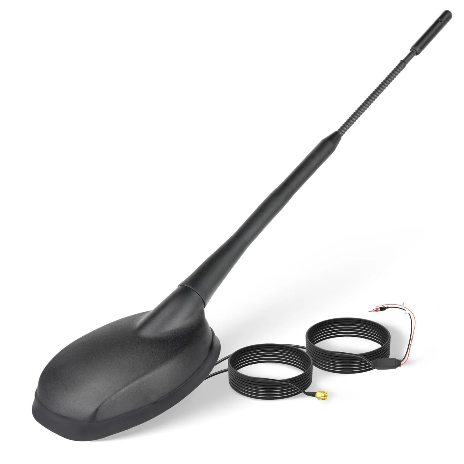 Eightwood FM/AM + GPS Car Combo Antenna, Amplified FM AM Radio Antenna and GPS SMA Antennae with 16.4 feet Cable for Car Truck SUV Marine Boat Radio Stereo Receiver Head Unit Navigation System