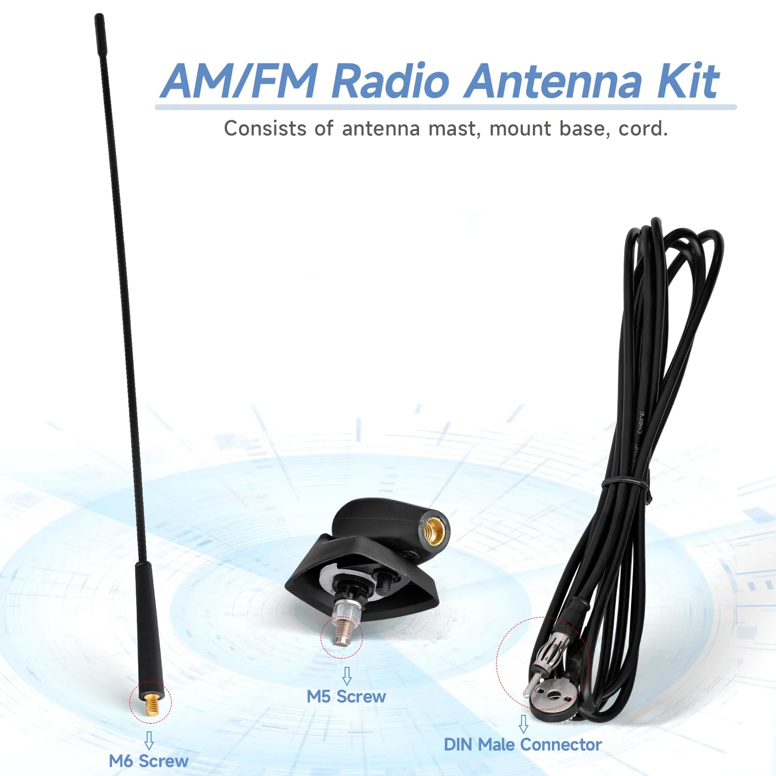 Eightwood Waterproof Marine Boat Radio Antenna 18 Inch, AM/FM Stereo Antenna Mast Replacement with Mount Base for Boat Car Tractor RV ATV UTV Motorcycle Yacht Pontoon 18in radio antenna - Image 5