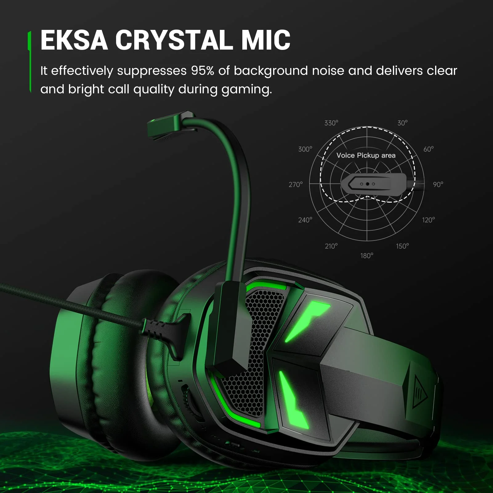 EKSA Fenrir S Gaming Headset with Microphone, Noise Cancelling Mic, Comfortable Ear Pads, 50 mm Drivers, RGB Light, One Key Control, Gaming Headphones for PC, Xbox, PS4, PS5, Switch, Controller - Image 3