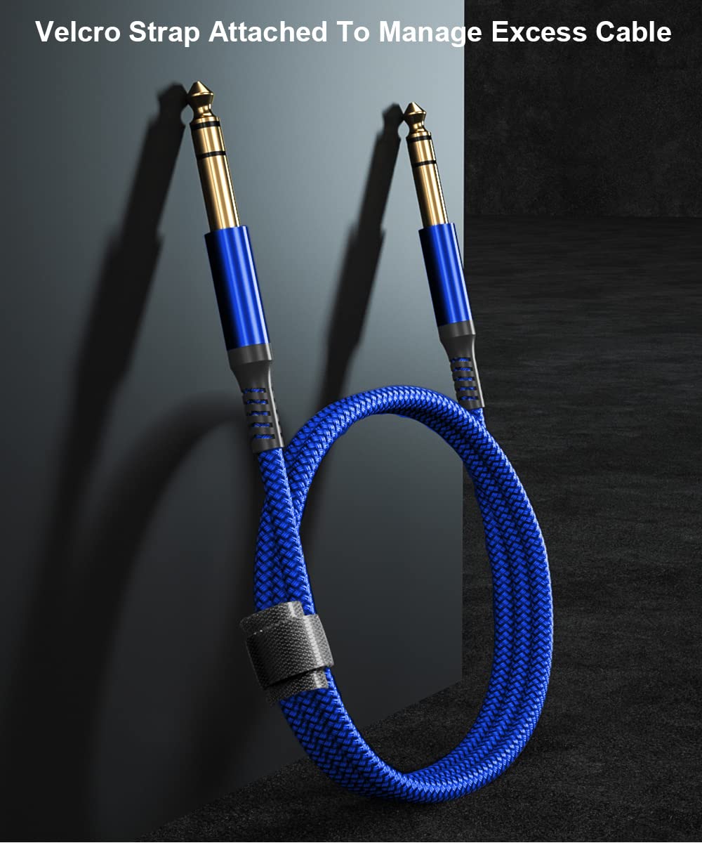 Elebase 1/4 Inch TRS Instrument Cable 20ft 2-Pack,Straight 6.35mm Male Jack Stereo Audio Interconnect Cord,6.35 mm Balanced Line for Electric Guitar,Bass,Keyboard,Mixer,Amplifier,Amp,Speaker,Equalizer 20 ft Blue - Image 6