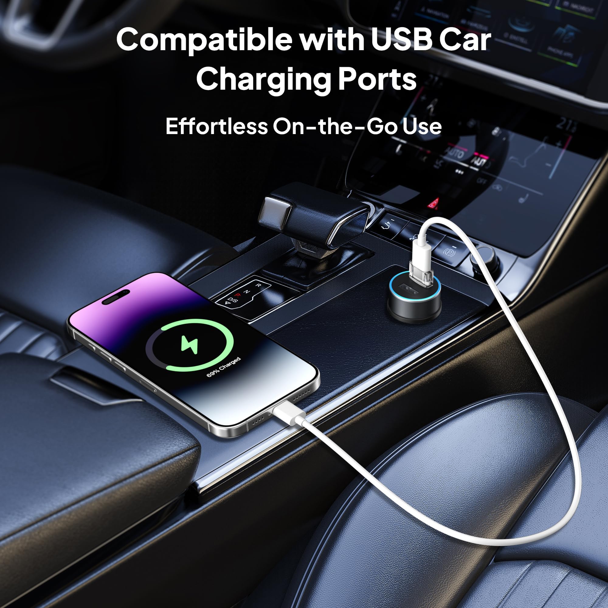 Elebase USB to USB C Adapter 4 Pack,Transparent Type-C Female to A Male Car Charger Converter for New iPhone 16 Pro Max Plus 15 14 13,Apple Watch 10 9 8,Airpods,iPad Air 5 Mini 6 7,Samsung S24 Ultra - Image 3