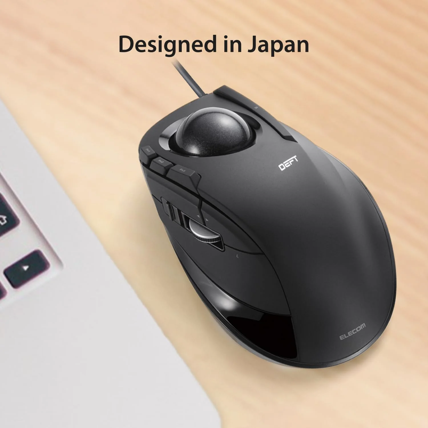 ELECOM DEFT Trackball Mouse, Wired, Finger Control, 8-Button Function with Smooth Tracking, Ergonomic Design, Windows11, macOS (M-DT2URBK) Black / Black ball - Image 6