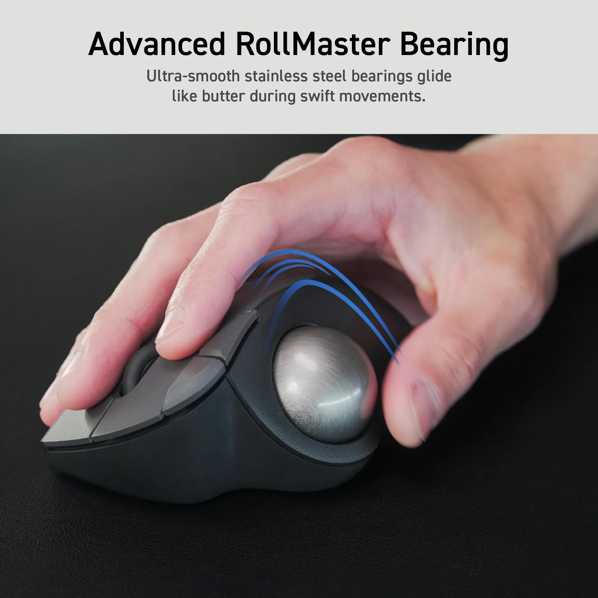 ELECOM Ergonomic Comfort Design Trackball IST Wireless 2.4GHz Connect, Super-Smooth Tracking with Roller Ball Bearing, 36mm Ball, Thumb Control, Compatible for Windows, PC, and Mac Black (M-IT11DRBK) USB-Wireless - Image 3