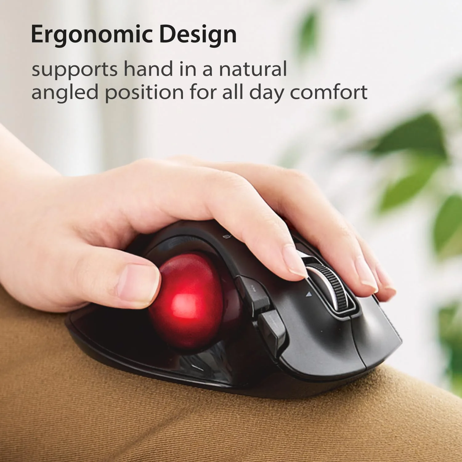 ELECOM EX-G Left Handed Trackball Mouse, 2.4 GHz USB Wireless, Ergonomic, Thumb Control, Tracking Roller Ball, 6 Programmable Buttons, Tilt Scroll - Image 3