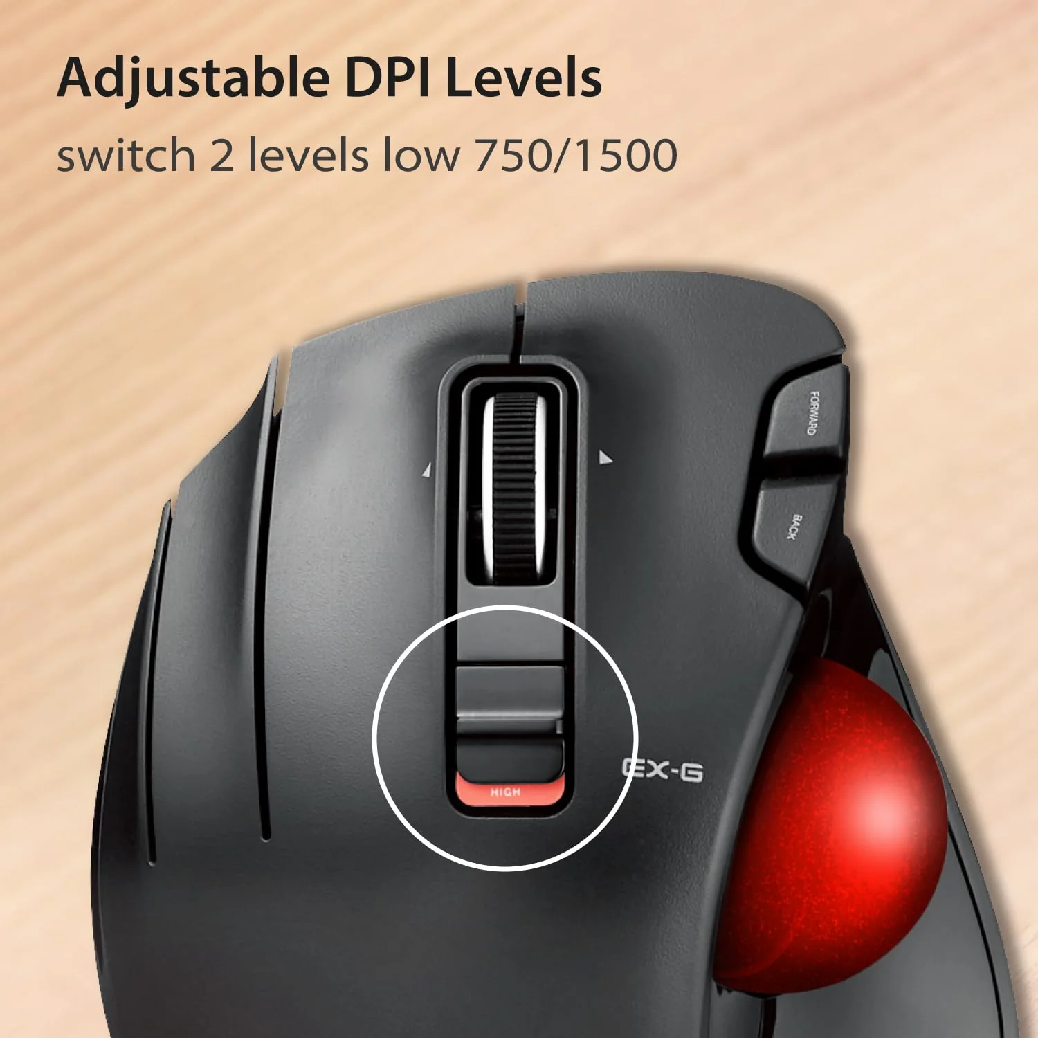 ELECOM EX-G Left Handed Trackball Mouse, 2.4 GHz USB Wireless, Ergonomic, Thumb Control, Tracking Roller Ball, 6 Programmable Buttons, Tilt Scroll - Image 5