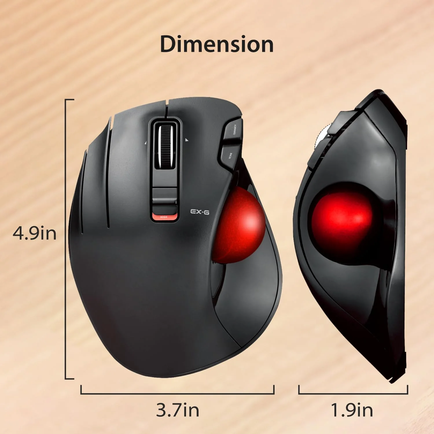 ELECOM EX-G Left Handed Trackball Mouse, 2.4 GHz USB Wireless, Ergonomic, Thumb Control, Tracking Roller Ball, 6 Programmable Buttons, Tilt Scroll - Image 8