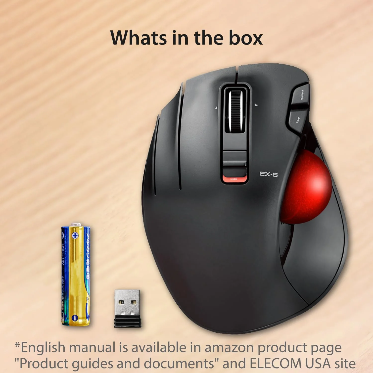 ELECOM EX-G Left Handed Trackball Mouse, 2.4 GHz USB Wireless, Ergonomic, Thumb Control, Tracking Roller Ball, 6 Programmable Buttons, Tilt Scroll - Image 9