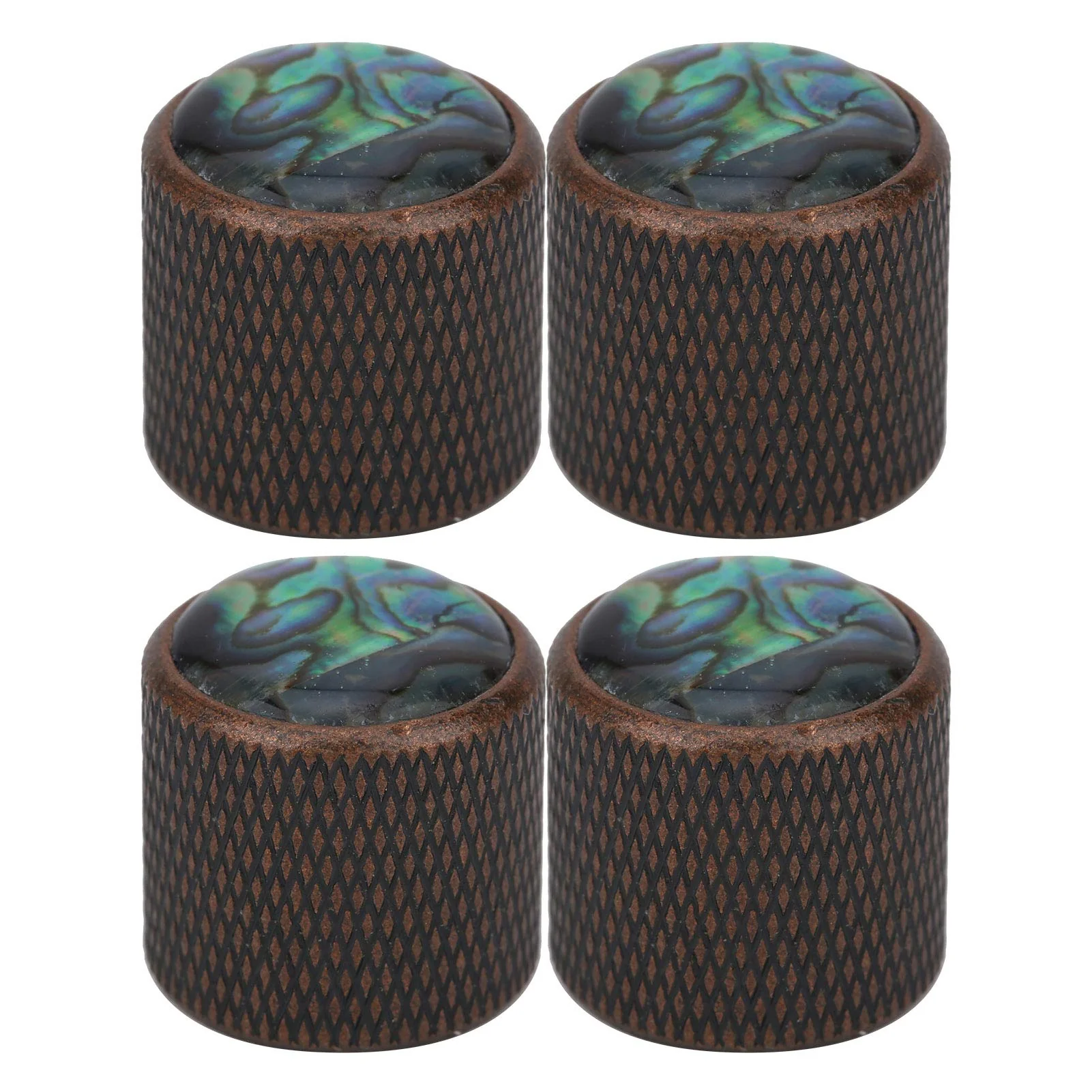 Electric Bass Knob, 4 Pcs Metal Electric Bass Knob Dome Metal High-End Shell Inlaid Tone Volume Control Guitar Parts(Color Shell Bronze)