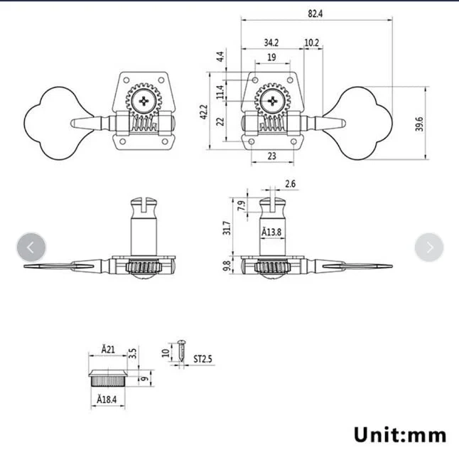 Electric Bass Tuning Pegs, Open Machine Heads String Tuning Key Pegs Tuners for Electric Bass for Right Row - Image 9