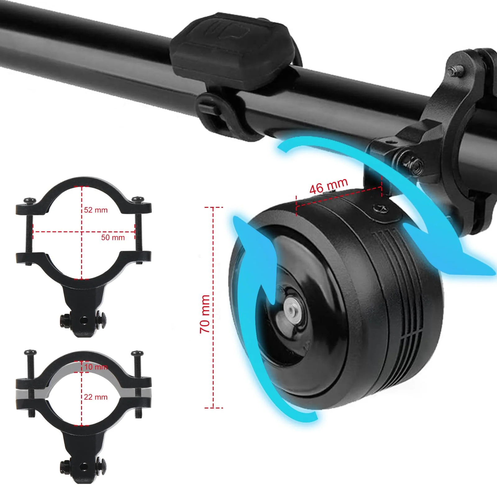 Electric Bike Horn and Alarm System, 125dB, USB-Rechargeable, Waterproof, Remote Control - Image 7