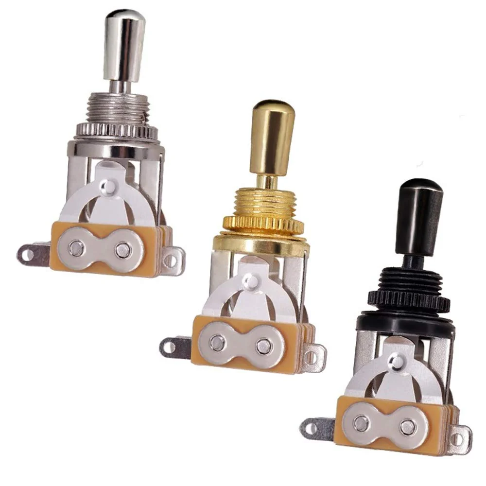 Electric Guitar 3 Way Toggle Switch Pickup Selector Switch with Brass Tip Knob (Chrome) - Image 4