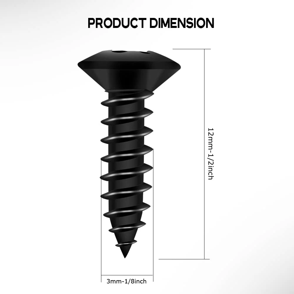 Electric Guitar Bass Pickguard Screws 3mm Pick Guards Scratch Plate Mounting Screws for Fender Strat ST Tele TL Stratocaster Telecaster Gibson LP Les Paul SG (Black) Black - Image 3