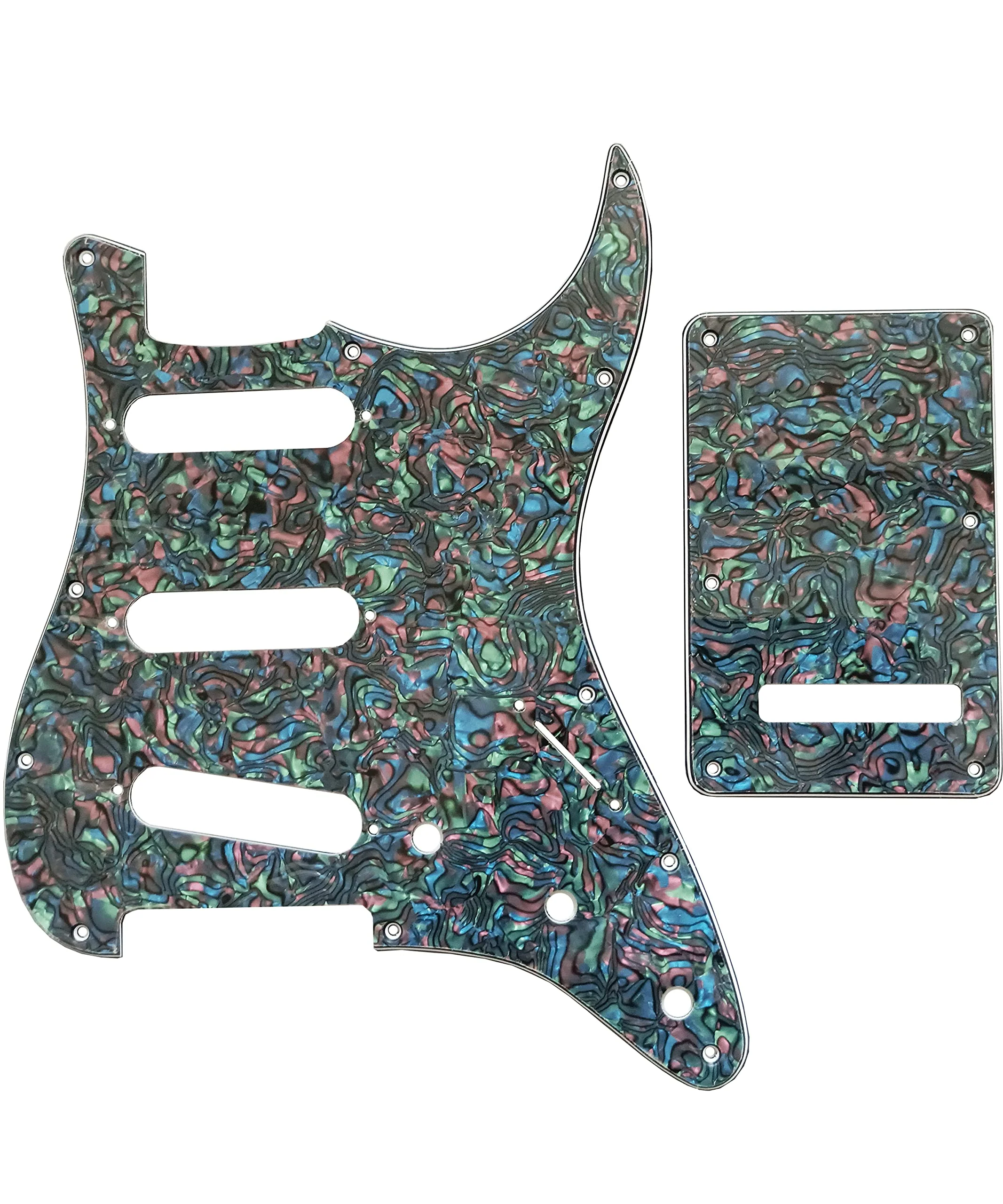 Electric Guitar Pickguard 4 Ply 11 holes SSS Single Coil Compatible with Strat Style Modern Guitar Parts Replacement Abalone Pearl 4Ply Abalone Pearl