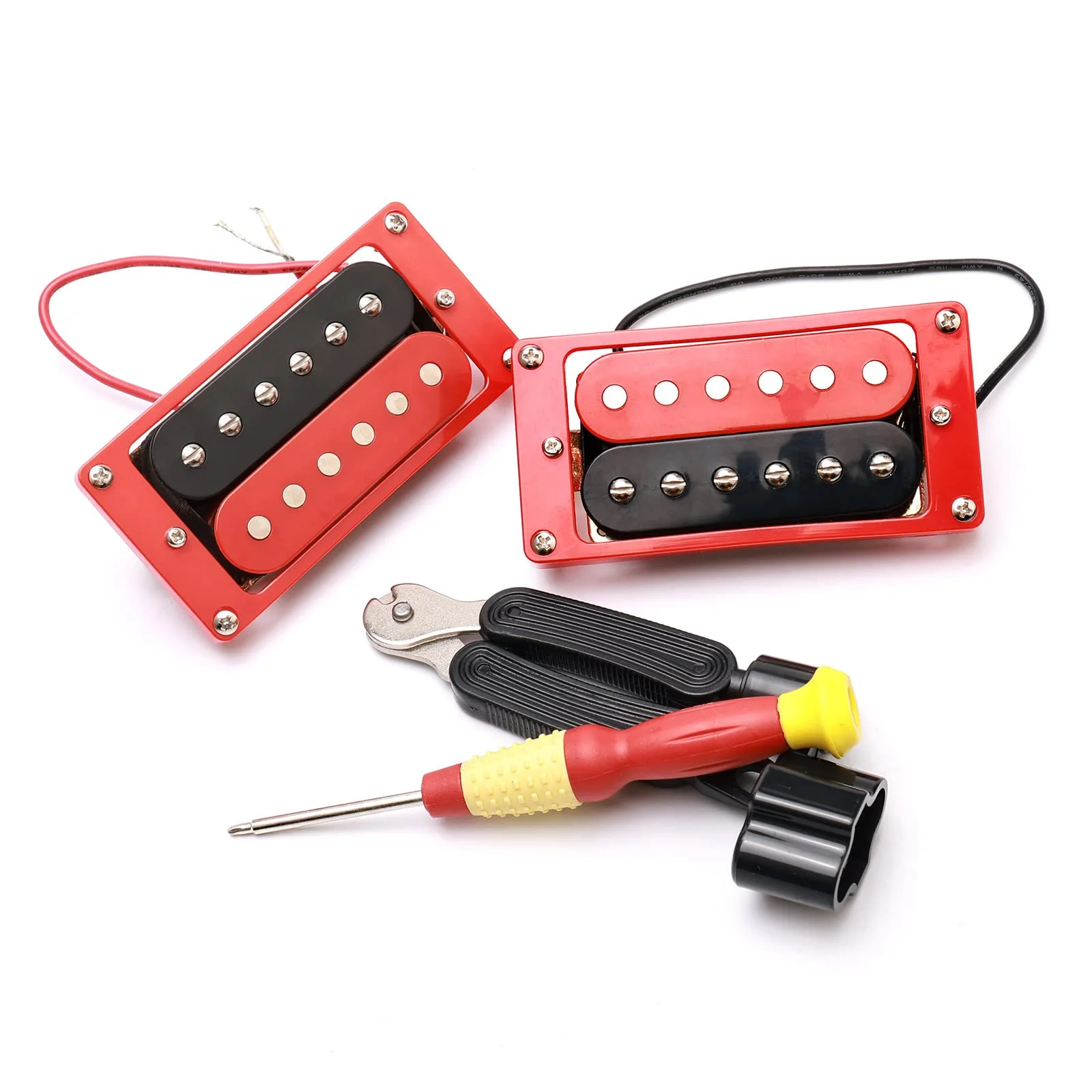 Electric Guitar Pickups Humbucker Double Coil Pickup Guitar Neck Bridge Parts Replacement Set with String Winder and Screwdriver（2PCS, Black and Red） - Image 3