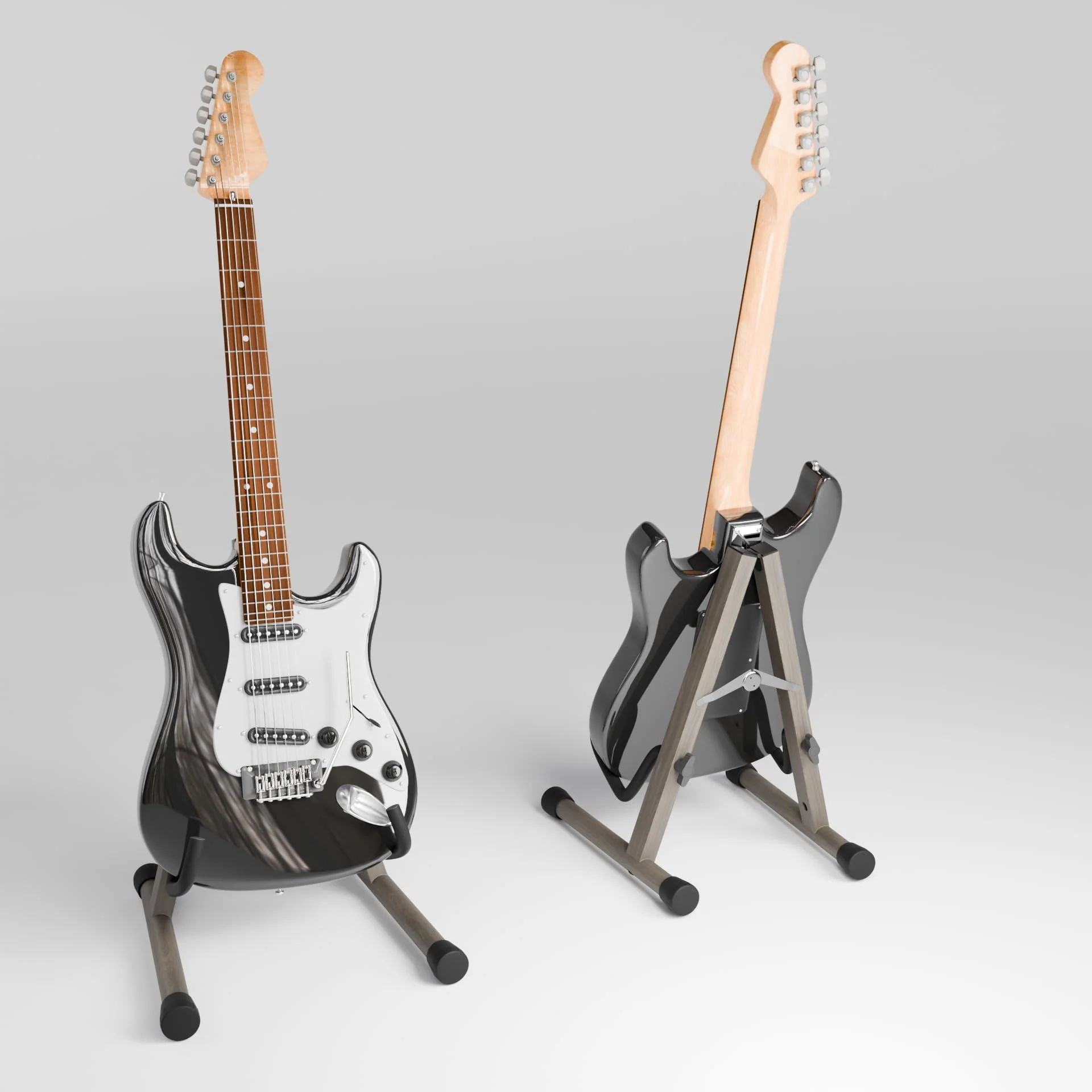 Electric Guitar Stand, Bass Guitar Stand, A Frame Wooden Floor Stand for Bass, Electric Guitar with Soft foam and Non-slip Base Rubber, Electric Guitar Bass Stand for Studio, Living Room, Zebrawood Electric Guitar & Bass - Image 6