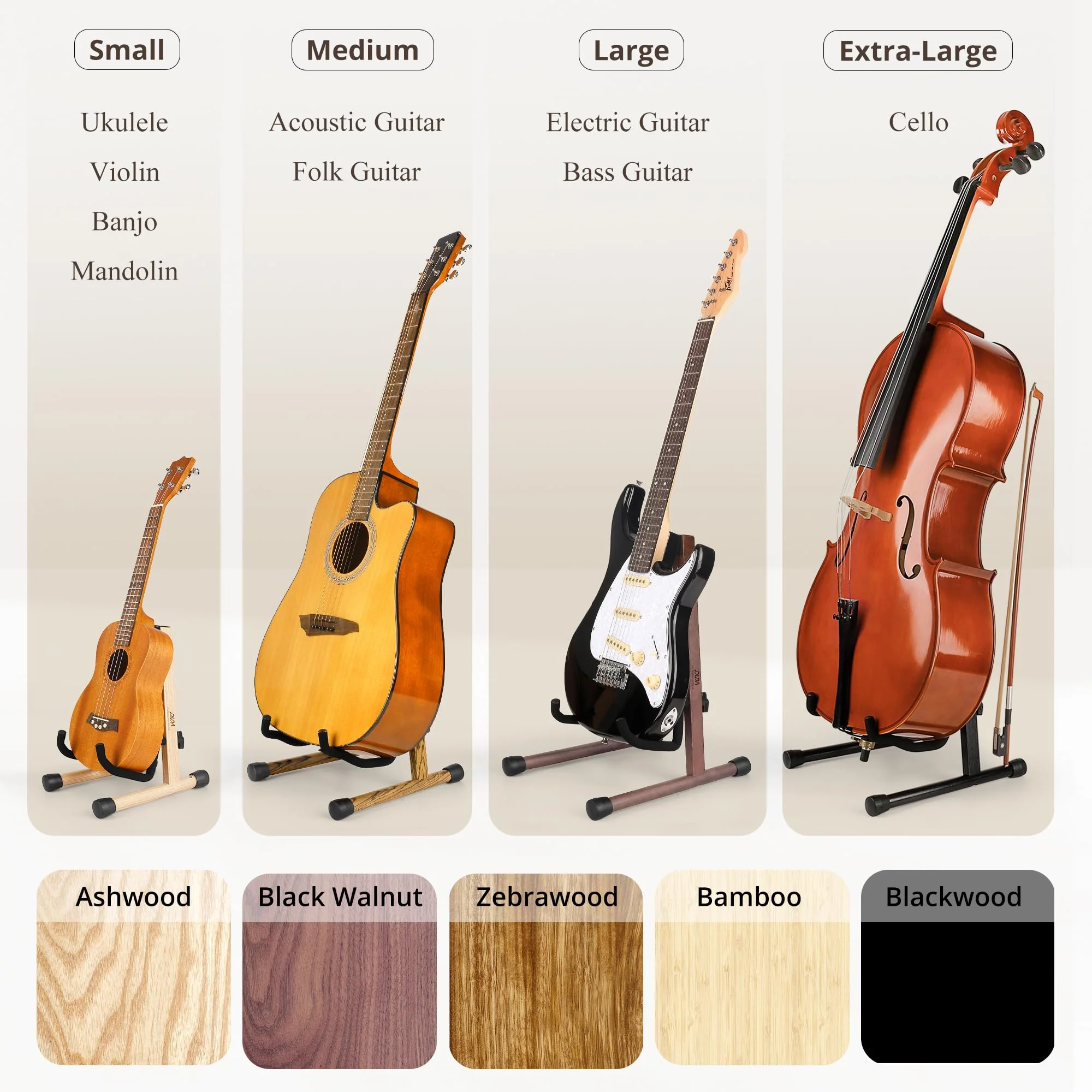 Electric Guitar Stand, Bass Guitar Stand, A Frame Wooden Floor Stand for Bass, Electric Guitar with Soft foam and Non-slip Base Rubber, Electric Guitar Bass Stand for Studio, Living Room, Zebrawood Electric Guitar & Bass - Image 7