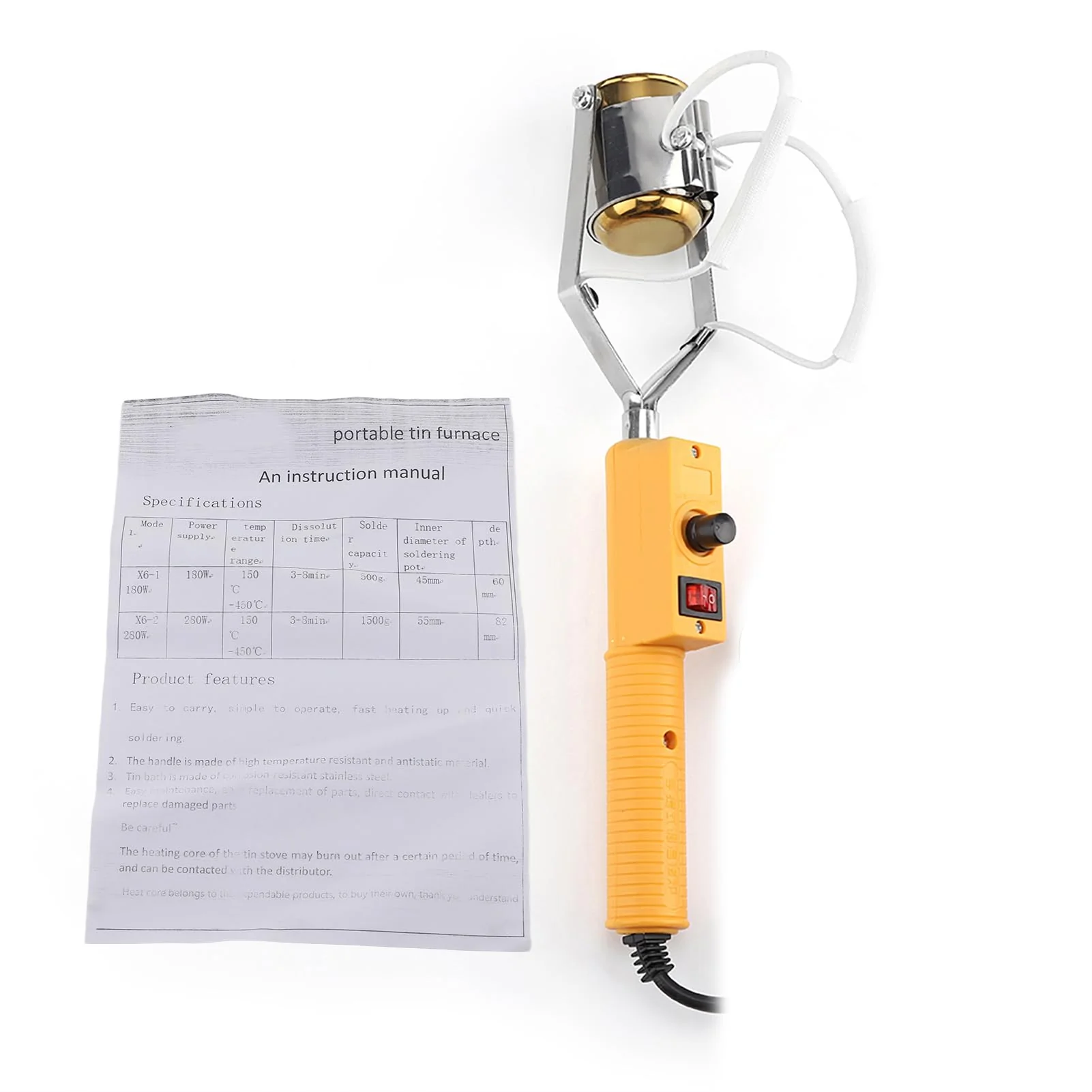 Electric Portable Soldering Pot Melting Tin Oven with Temperature Control, Fast Melting for Coil Pin Tin Plating (280W, European Standard 220V)