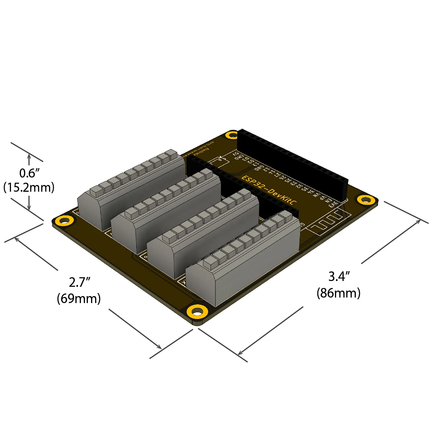 ElectroCookie ESP32 Terminal Block Shield Kit, Compatible for ESP32-DevKitC, Push-in Simple Spring Connector Expansion PCB Module - Image 5