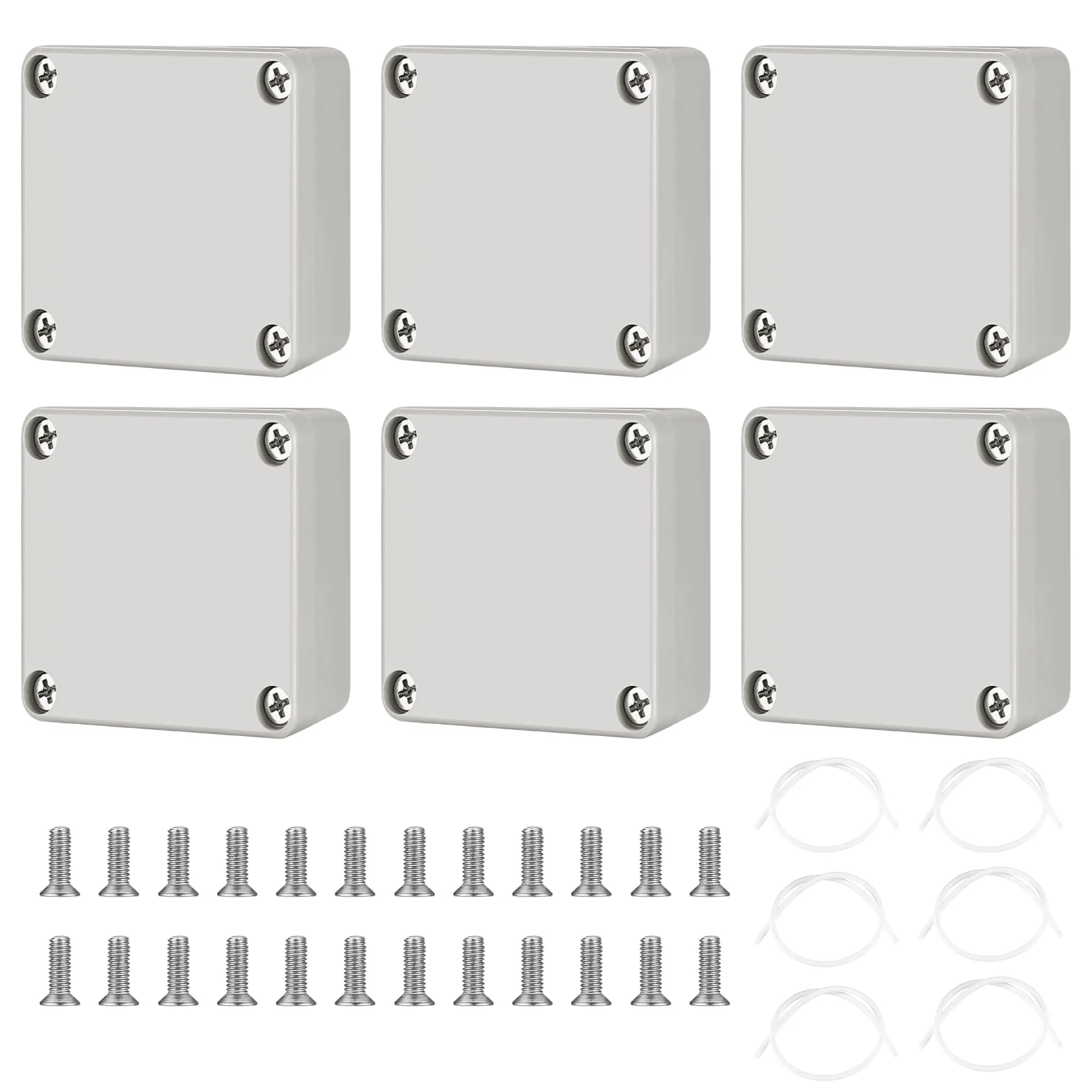 Electronic Junction Box, Junction Boxes, Waterproof IP65, Surface-Mounted Junction Box, Surface-Mounted Box, Electronic Project Box, Connection Box Housing Plastic (Grey White Colour, 63 x 58 x 35 mm) 63x58x35mm Grey and white colour
