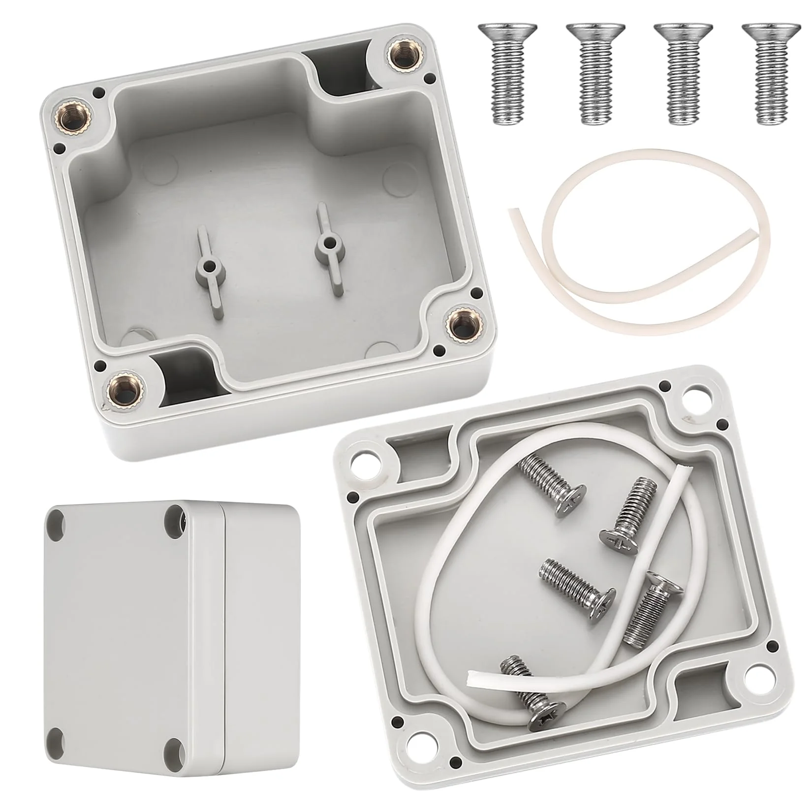 Electronic Junction Box, Junction Boxes, Waterproof IP65, Surface-Mounted Junction Box, Surface-Mounted Box, Electronic Project Box, Connection Box Housing Plastic (Grey White Colour, 63 x 58 x 35 mm) 63x58x35mm Grey and white colour - Image 4