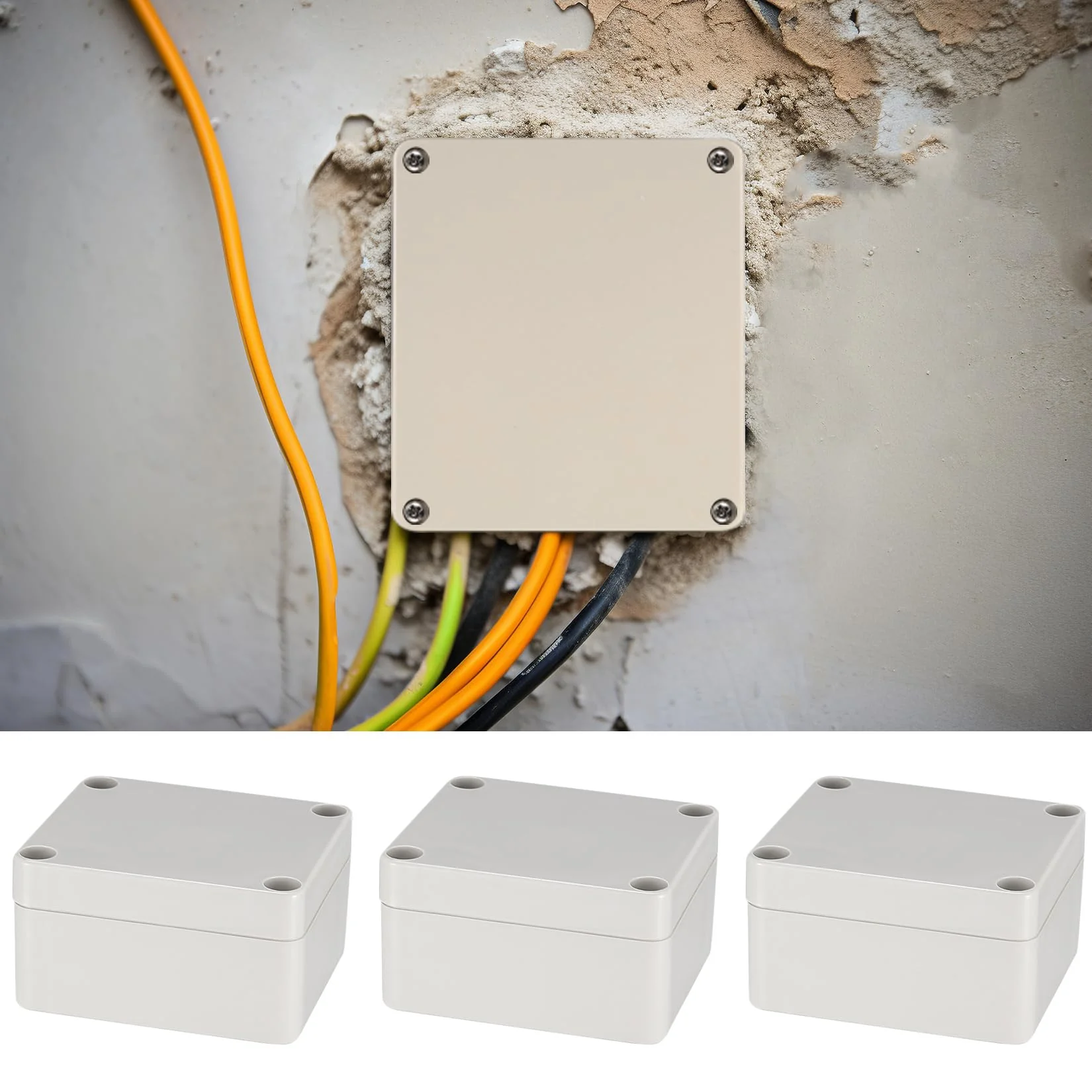 Electronic Junction Box, Junction Boxes, Waterproof IP65, Surface-Mounted Junction Box, Surface-Mounted Box, Electronic Project Box, Connection Box Housing Plastic (Grey White Colour, 63 x 58 x 35 mm) 63x58x35mm Grey and white colour - Image 5