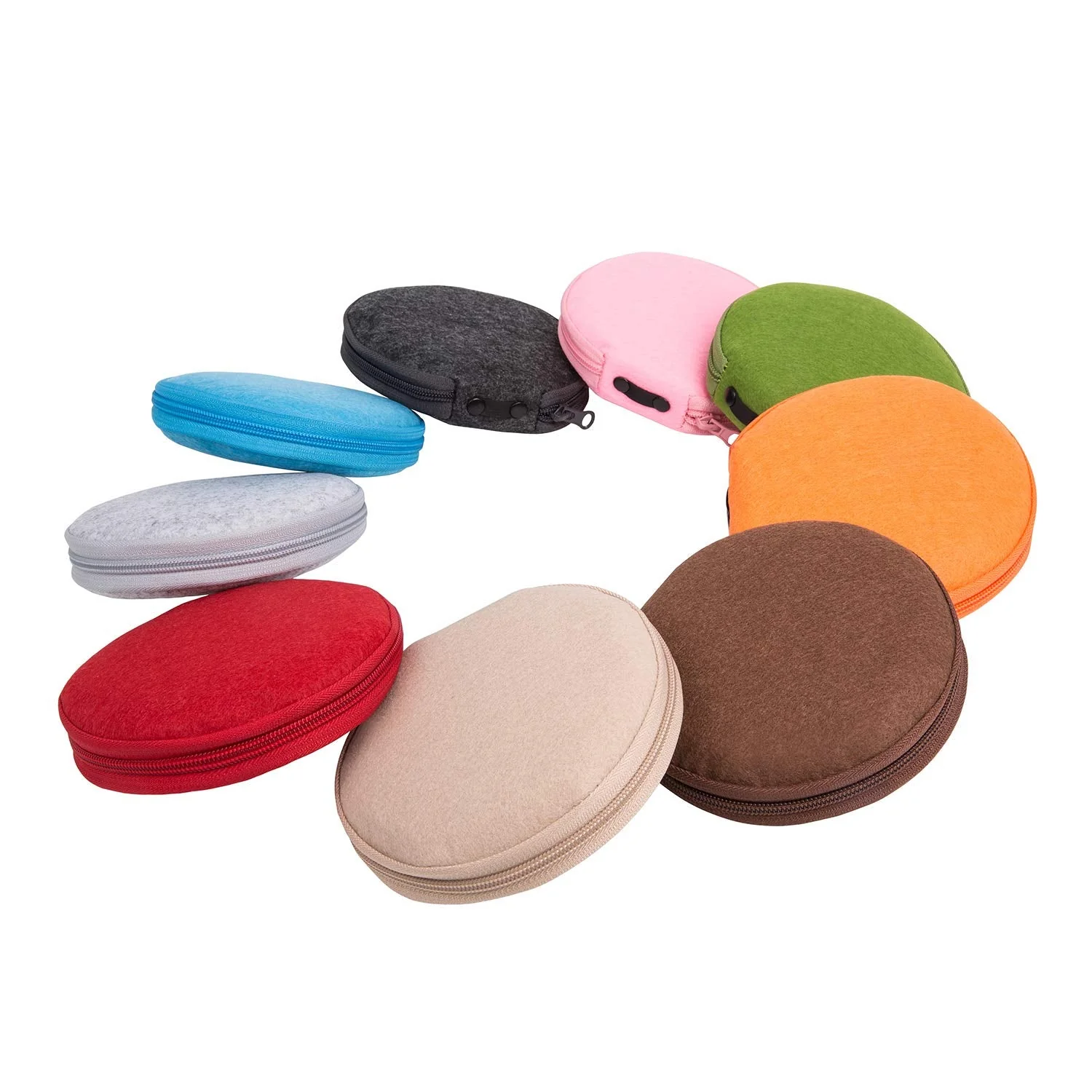 ELEZAY Small CD Case Round Felt 20 Capacity CDs Storage Wallet DVD Disc Holder Compact,Gray A-Gray - Image 7