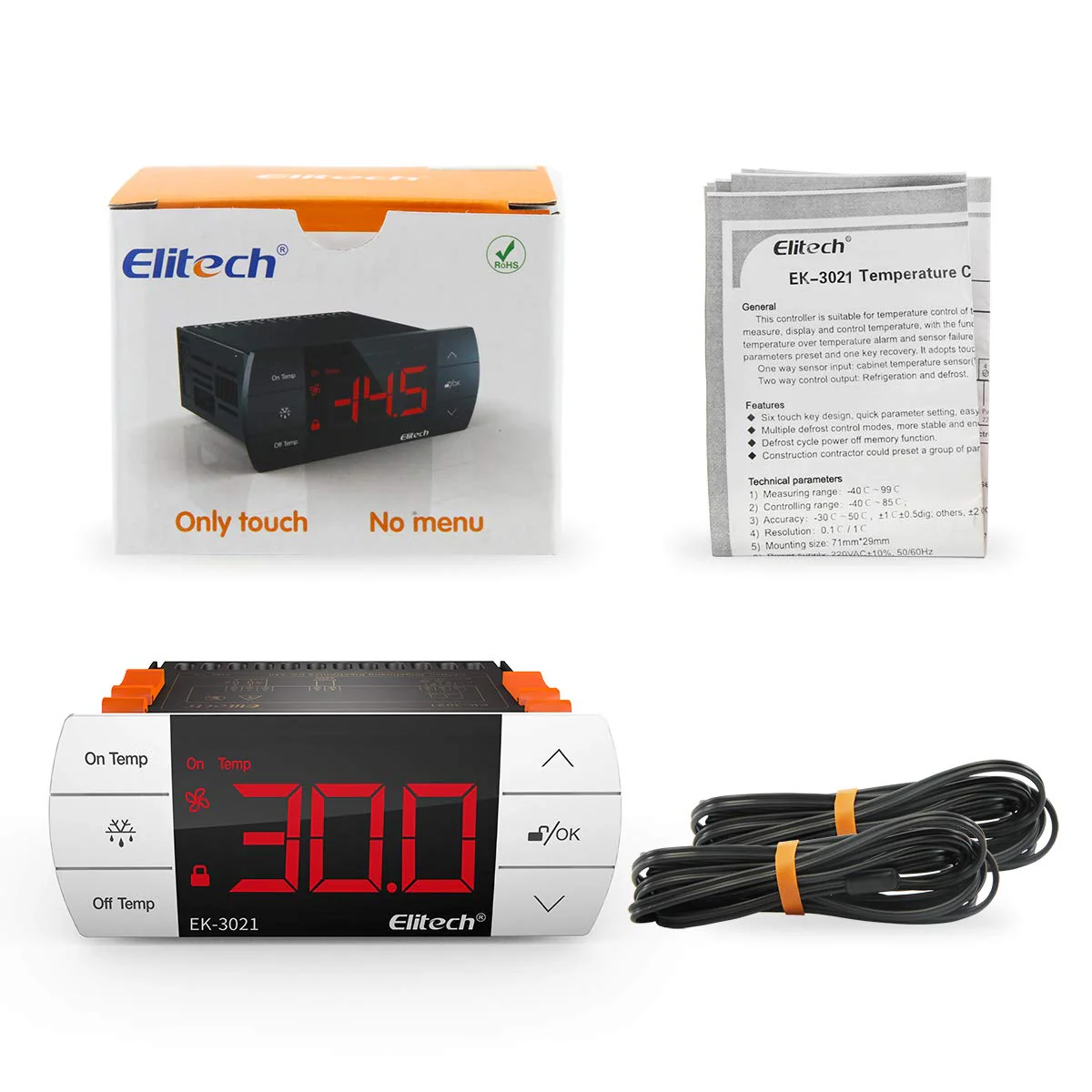 Elitech UEK3021 Digital Touch Button Temperature Controller, Thermostat with Cooling and Defrost, Two Sensors Probes - Image 6