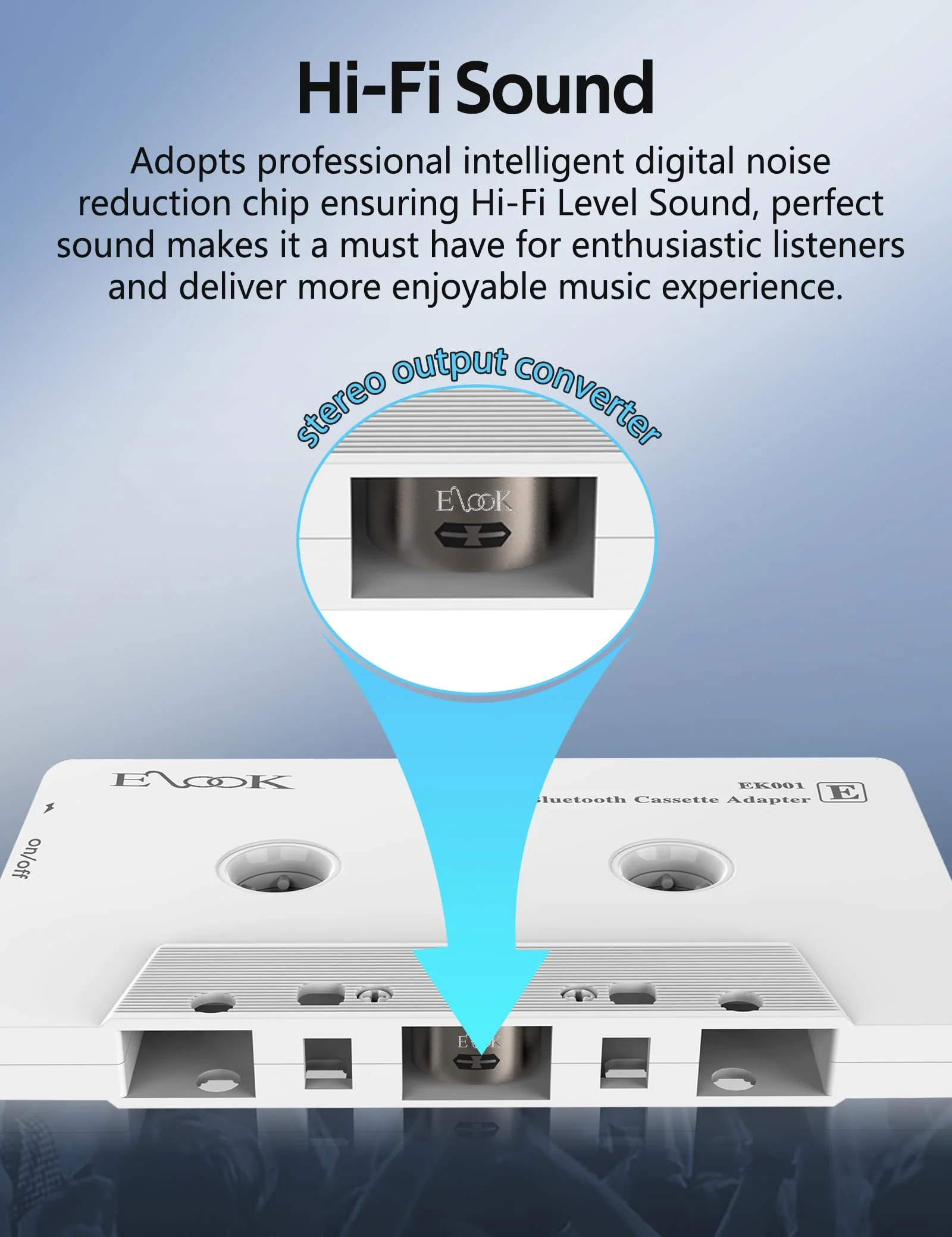 Elook Car Audio Receiver, Bluetooth Cassette Receiver Tape Aux Adapter Player with Bluetooth 5.0, White - Image 5