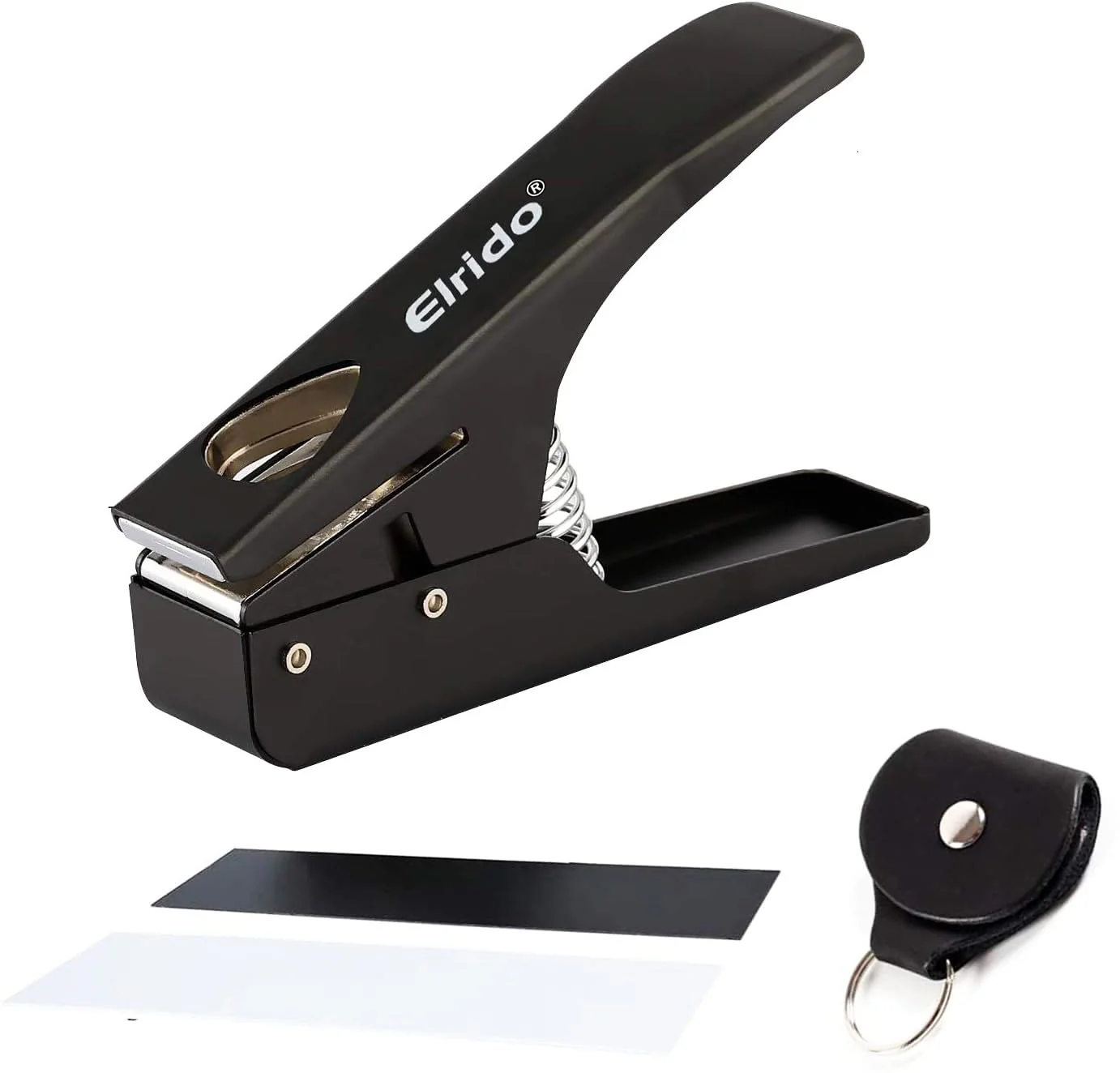 Elrido Guitar Pick Punch Tool Kit - DIY Custom Guitar Picks Maker with Leather Keychain Picks Holder & 2 Pick Strips, Create Endless Unique Picks - Make Picks, Gift for Guitarists & Musicians (Black) Black