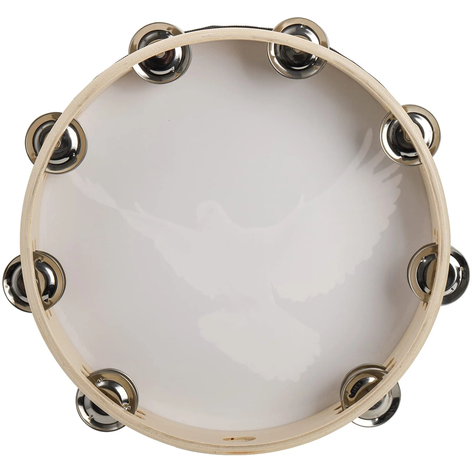 Elsjoy Set of 2 Tambourine, 10" and 8" Dove Church Tambourine with Double Row Jingle, Wooden Handbell Hand Clap Drum Percussion Instrument for Church, Black - Image 3