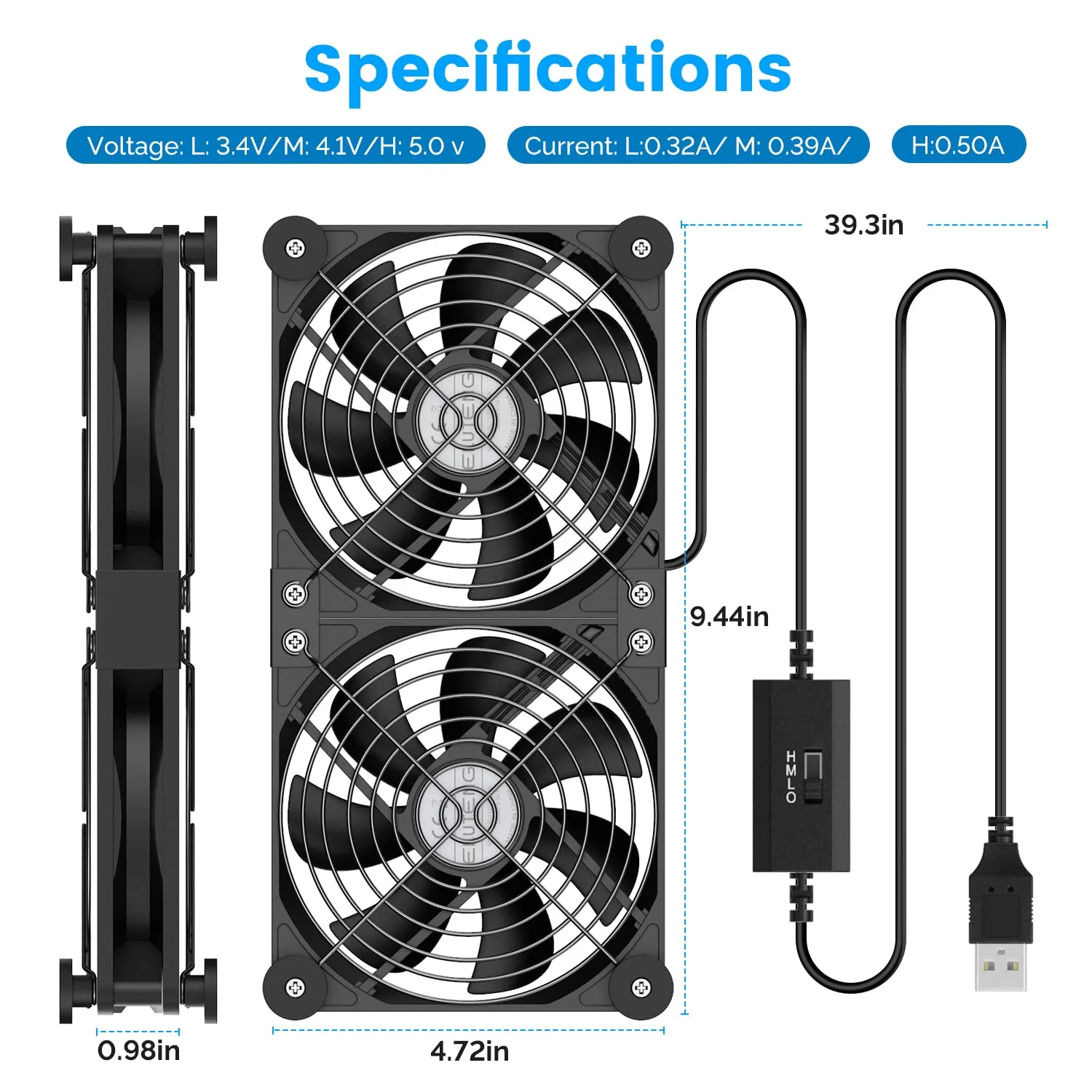 ELUTENG Dual USB Computer Cooling Fan High Speed 120mm Computer Fan Adjustable 5V USB Port Heatsink USB Cooling Fan 12cm for Laptop Receiver DVR PlayStation Xbox Desk Computer Cabinet Cooling - Image 8